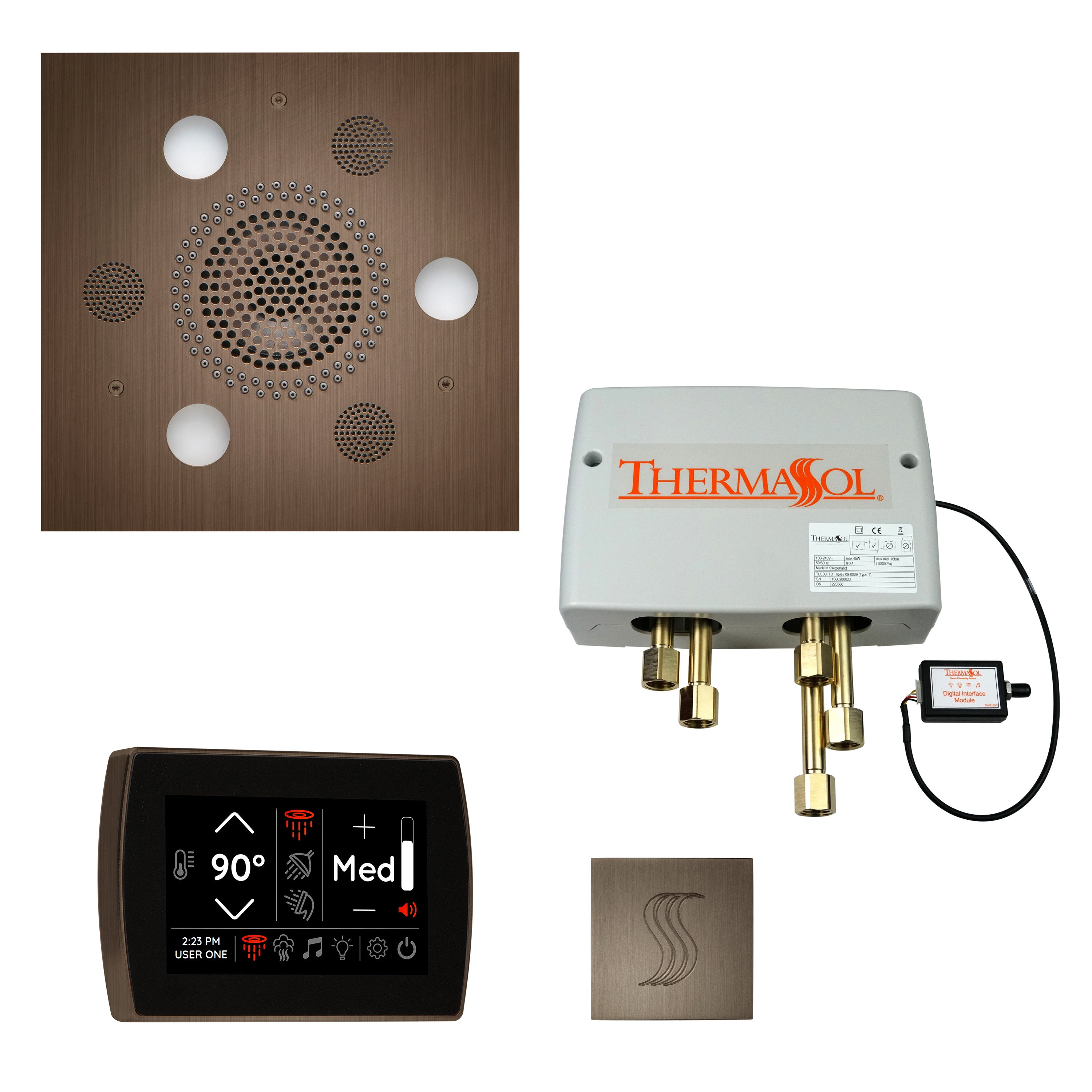 Total Wellness Package - Serenity Advanced (Square) + SignaTouch Control (Recessed, Black Trim) + Digital Shower Valve + Steam Head (Square) - Maison&Co.