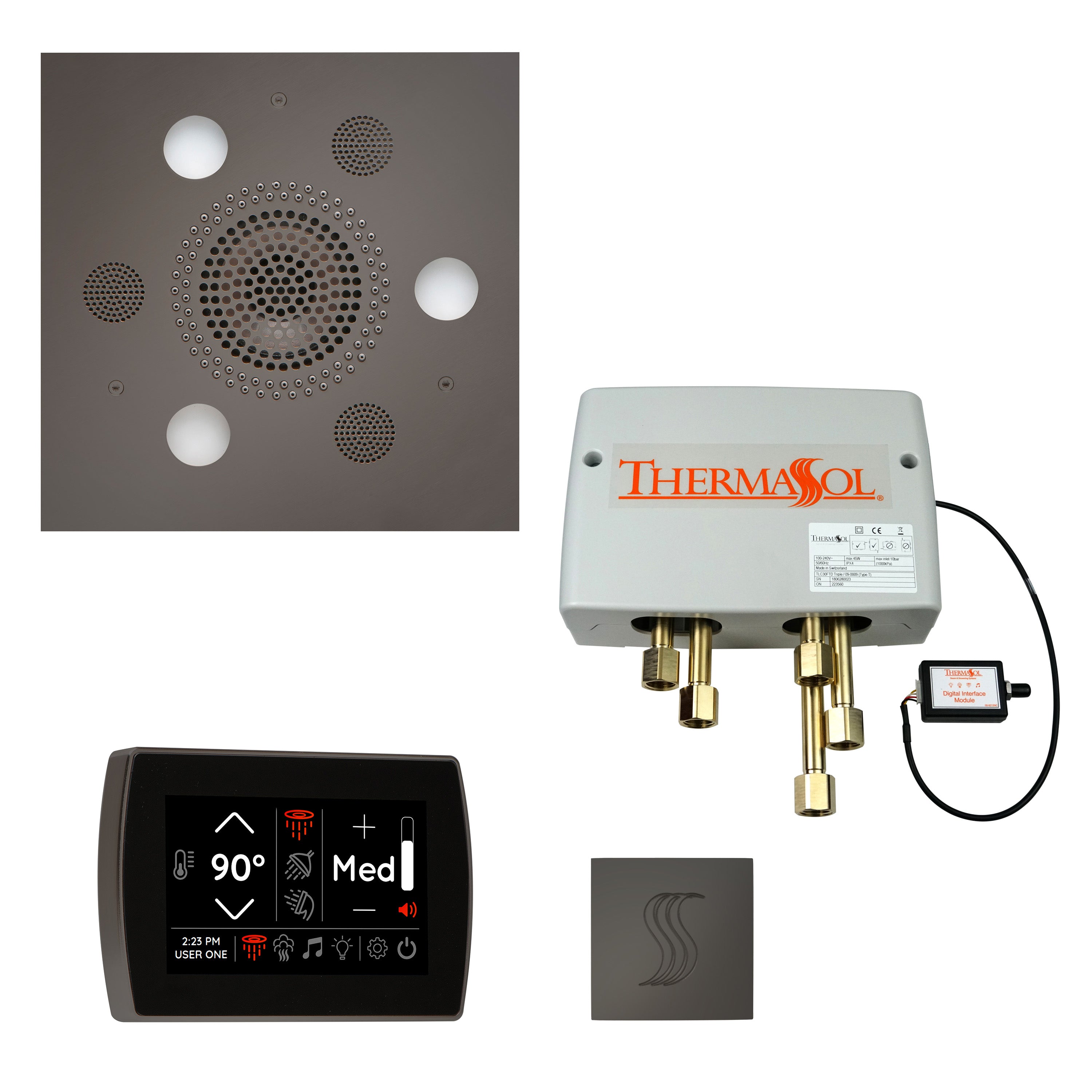 Total Wellness Package - Serenity Advanced (Square) + SignaTouch Control (Recessed, Black Trim) + Digital Shower Valve + Steam Head (Square) - Maison&Co.