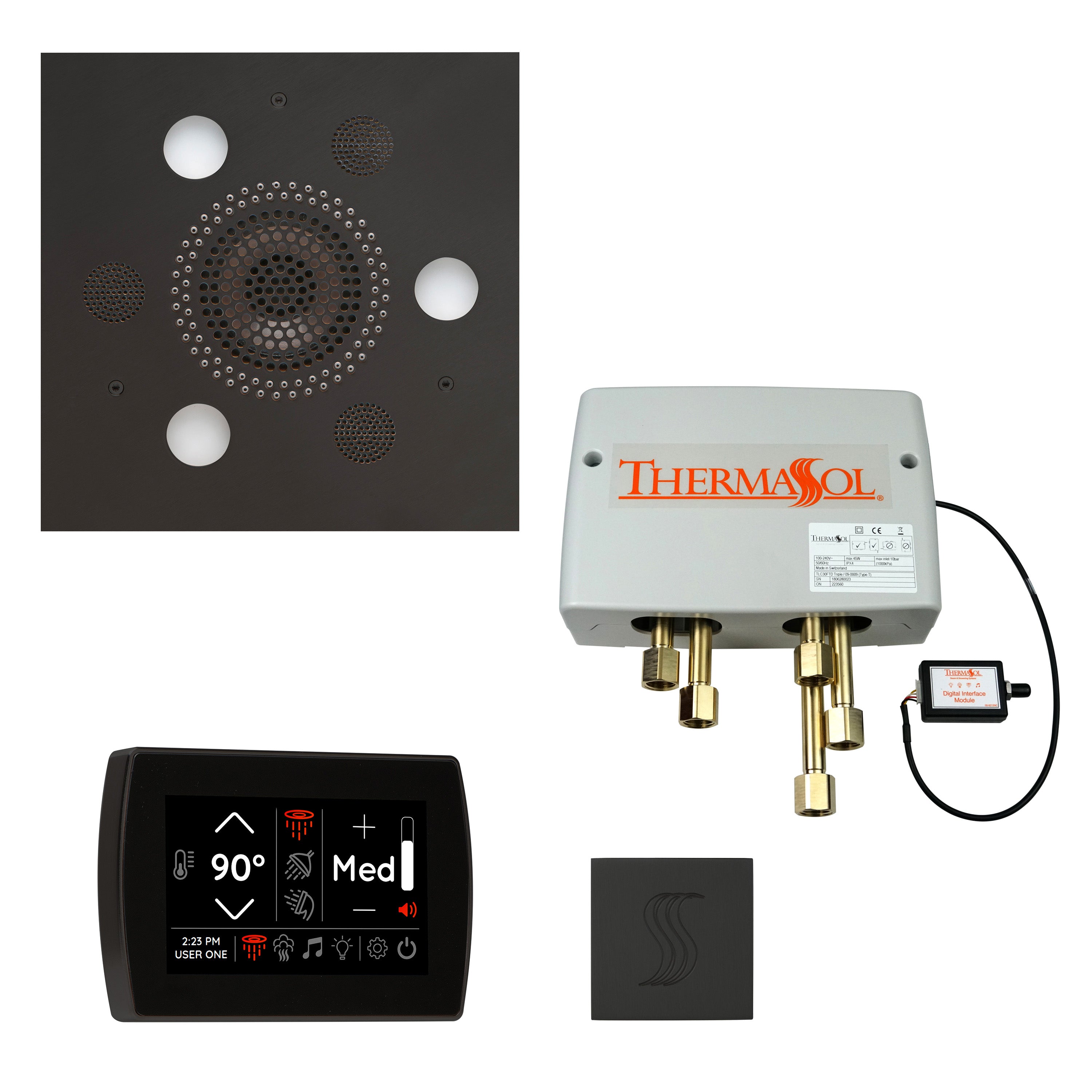 Total Wellness Package - Serenity Advanced (Square) + SignaTouch Control (Recessed, Black Trim) + Digital Shower Valve + Steam Head (Square) - Maison&Co.