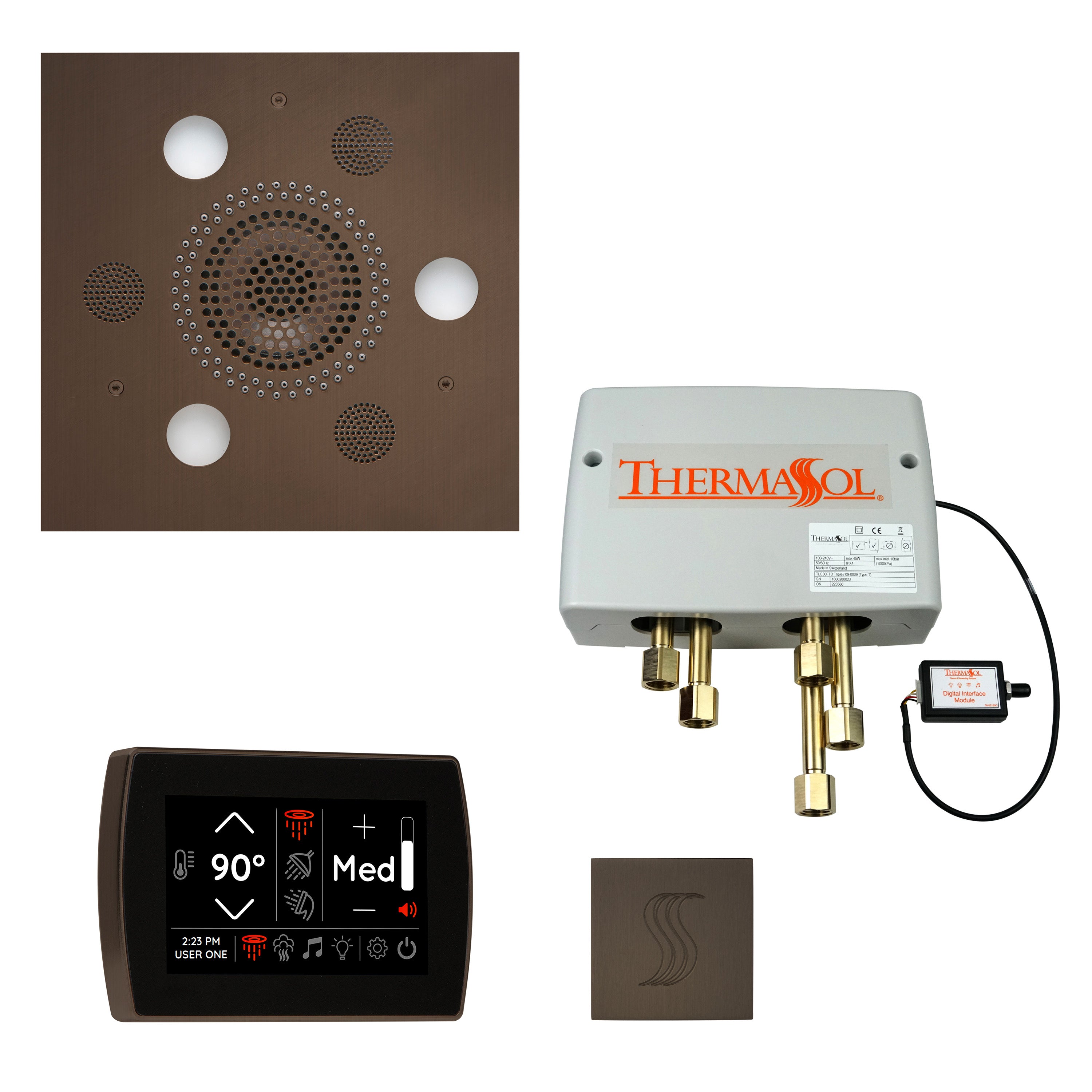 Total Wellness Package - Serenity Advanced (Square) + SignaTouch Control (Recessed, Black Trim) + Digital Shower Valve + Steam Head (Square) - Maison&Co.