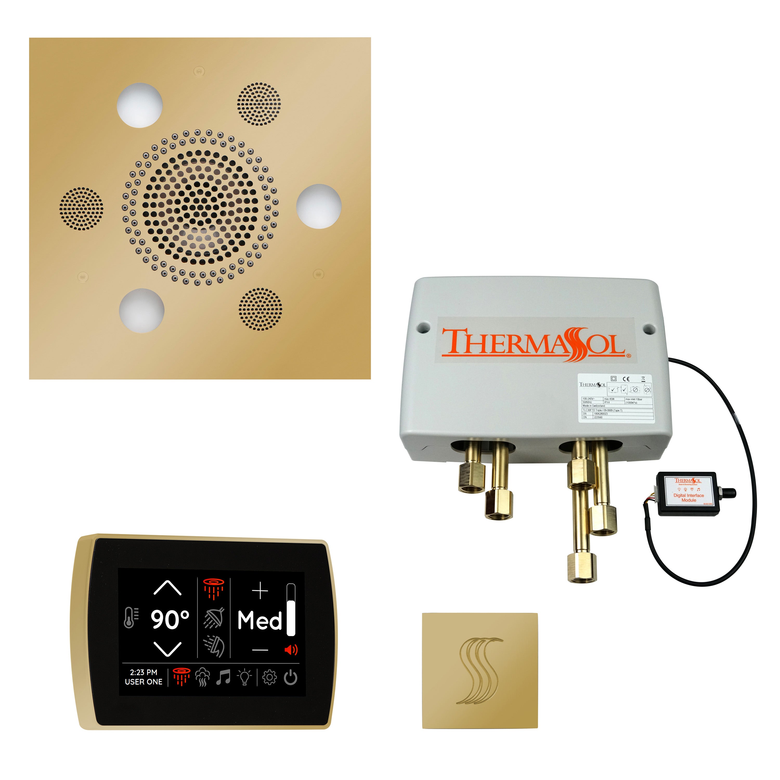 Total Wellness Package - Serenity Advanced (Square) + SignaTouch Control (Recessed, Black Trim) + Digital Shower Valve + Steam Head (Square) - Maison&Co.
