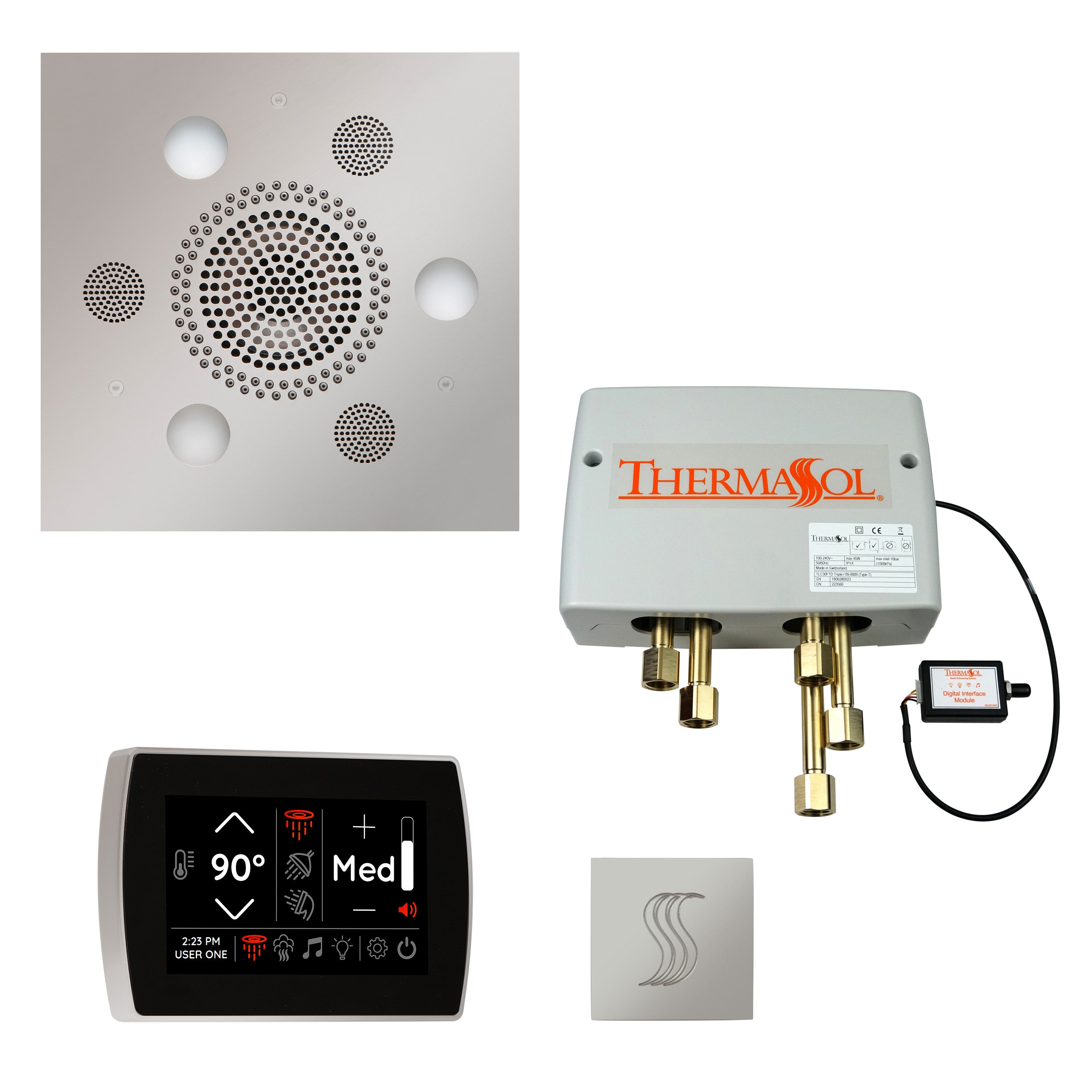 Total Wellness Package - Serenity Advanced (Square) + SignaTouch Control (Recessed, Black Trim) + Digital Shower Valve + Steam Head (Square) - Maison&Co.