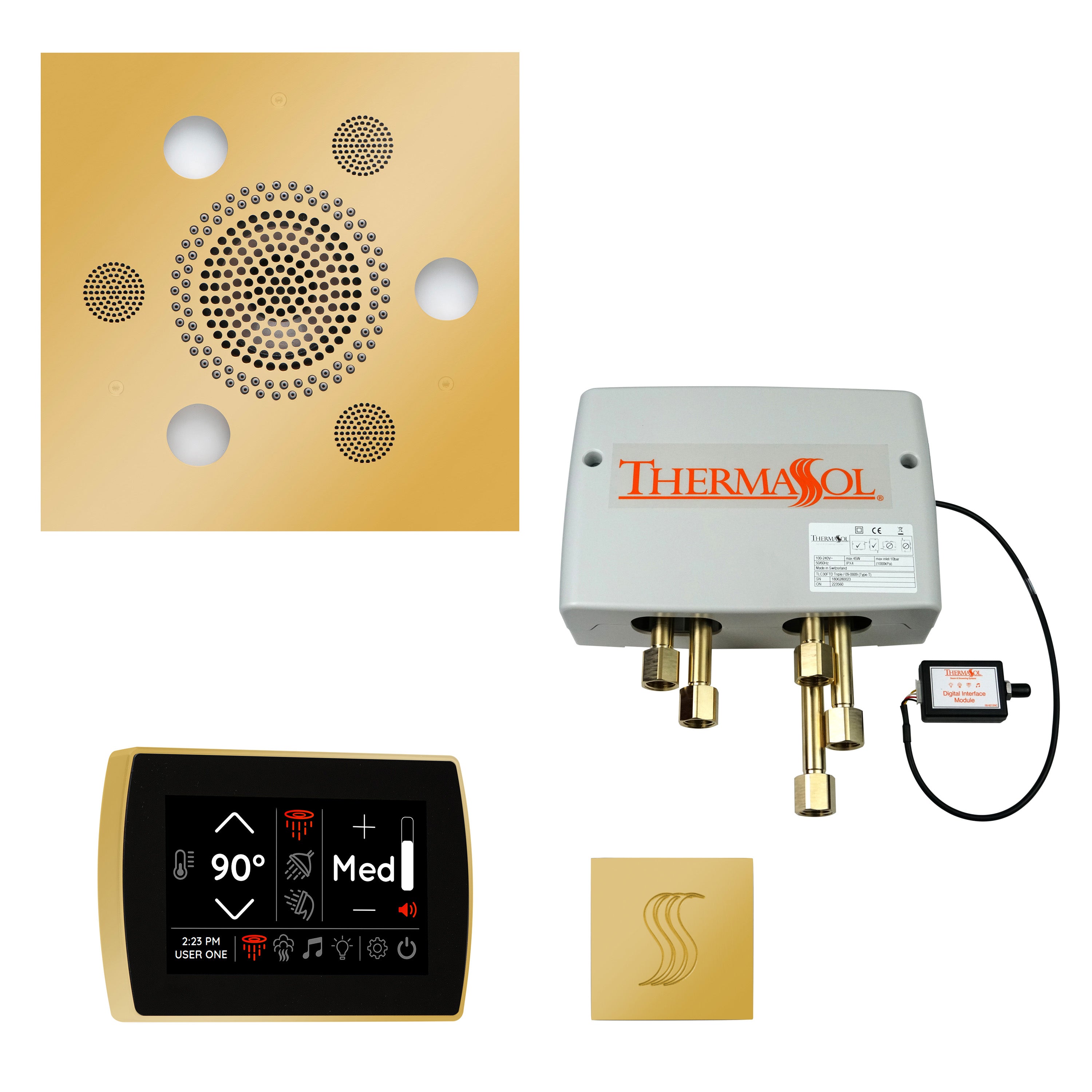 Total Wellness Package - Serenity Advanced (Square) + SignaTouch Control (Recessed, Black Trim) + Digital Shower Valve + Steam Head (Square) - Maison&Co.