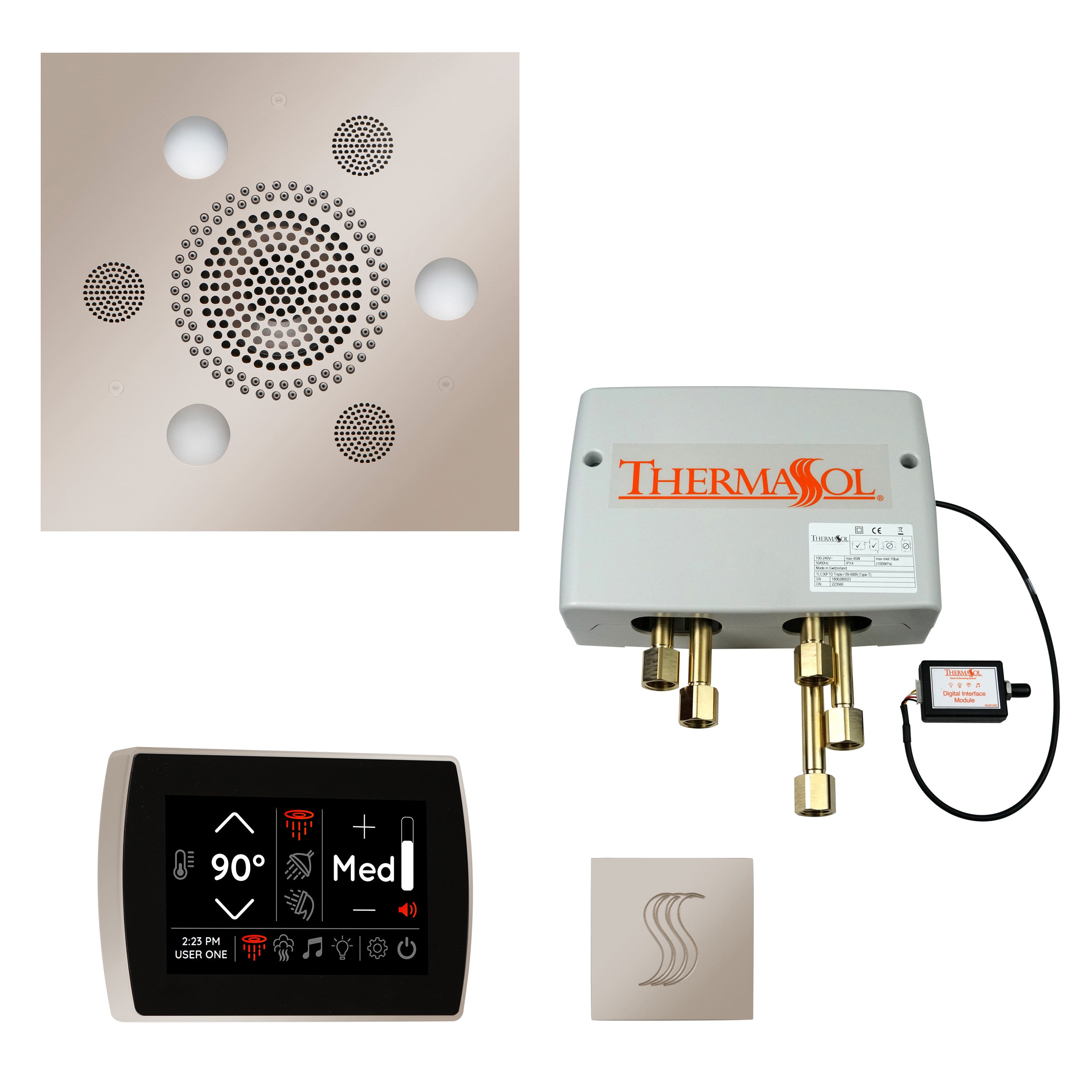 Total Wellness Package - Serenity Advanced (Square) + SignaTouch Control (Recessed, Black Trim) + Digital Shower Valve + Steam Head (Square) - Maison&Co.