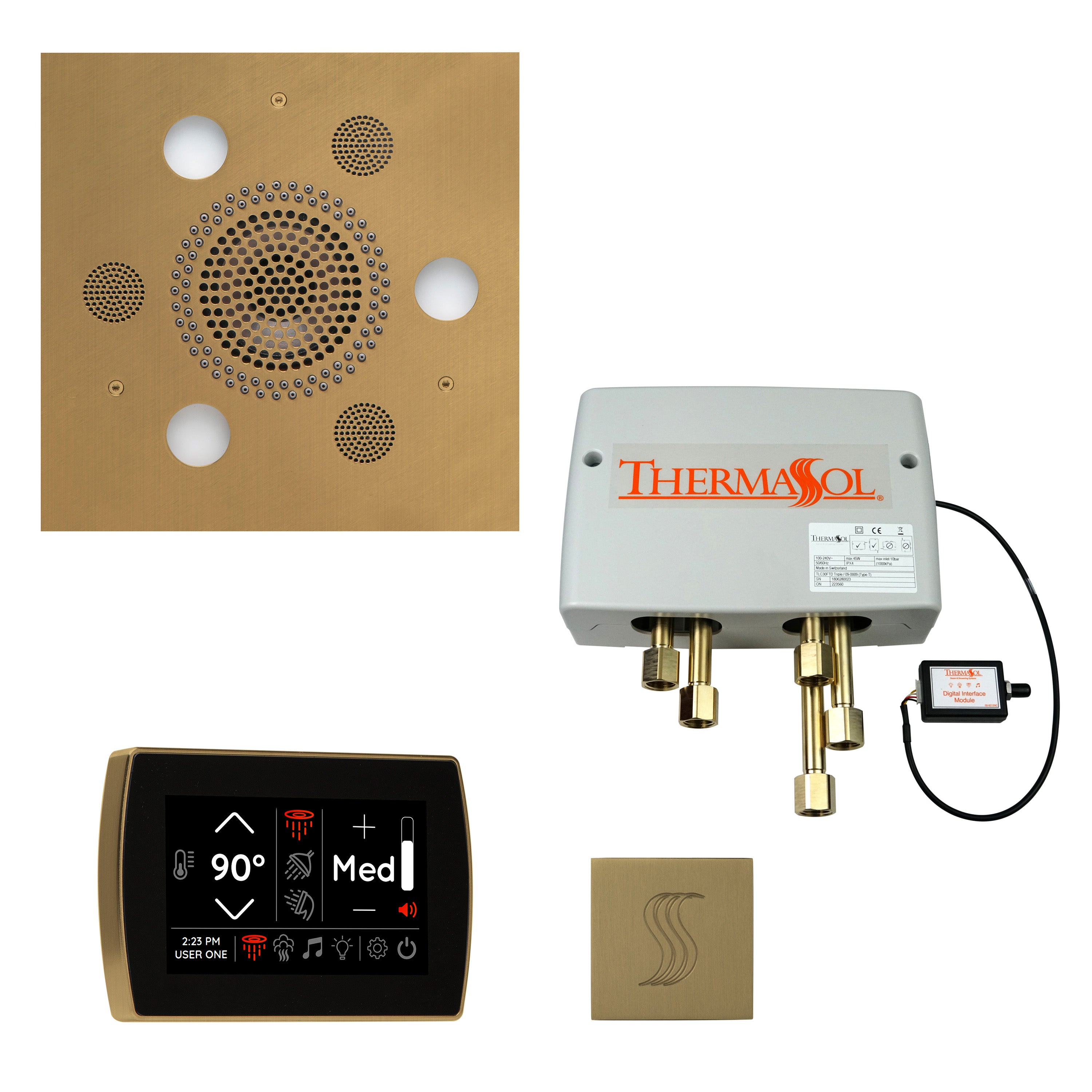 Total Wellness Package - Serenity Advanced (Square) + SignaTouch Control (Recessed, Black Trim) + Digital Shower Valve + Steam Head (Square) - Maison&Co.