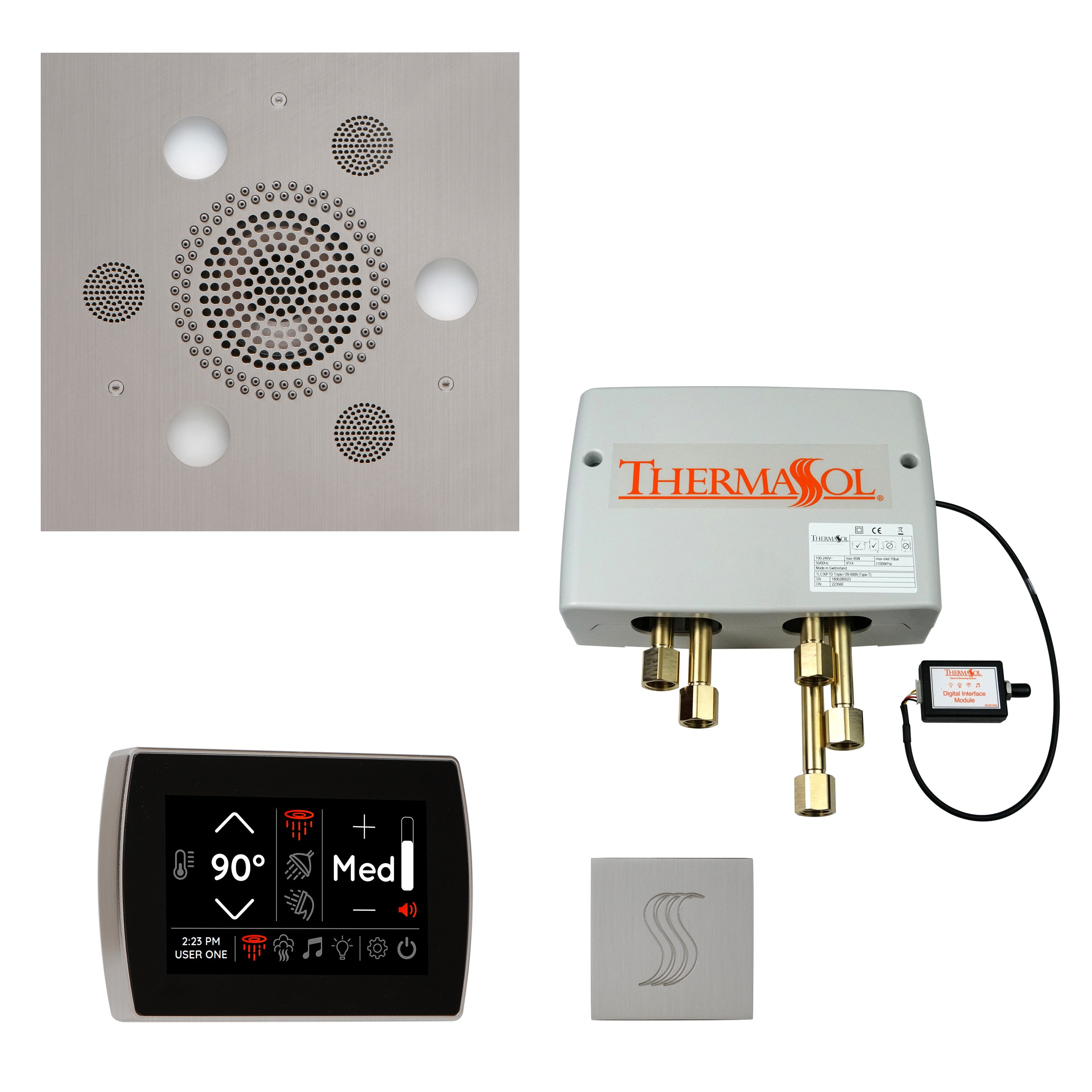 Total Wellness Package - Serenity Advanced (Square) + SignaTouch Control (Recessed, Black Trim) + Digital Shower Valve + Steam Head (Square) - Maison&Co.