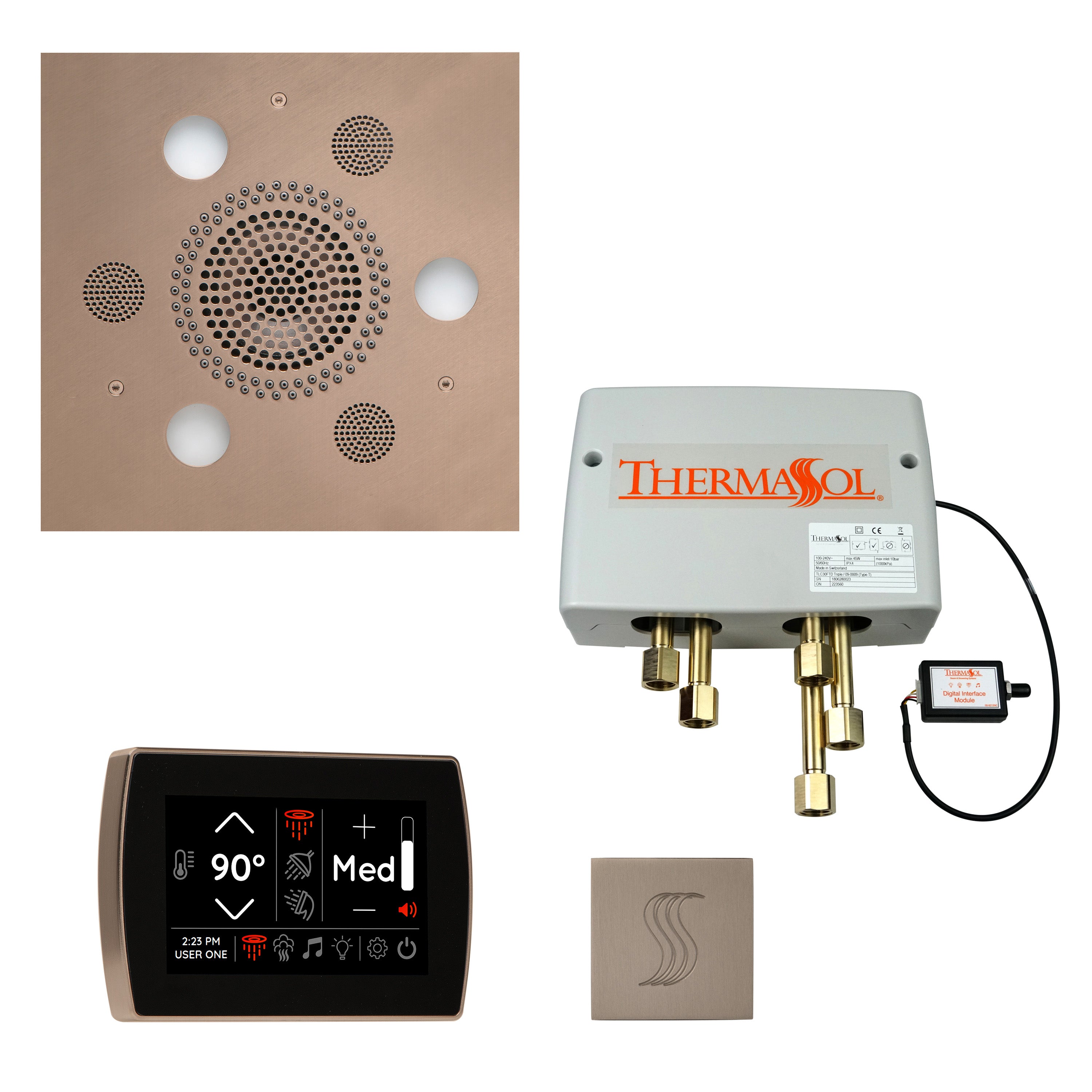 Total Wellness Package - Serenity Advanced (Square) + SignaTouch Control (Recessed, Black Trim) + Digital Shower Valve + Steam Head (Square) - Maison&Co.