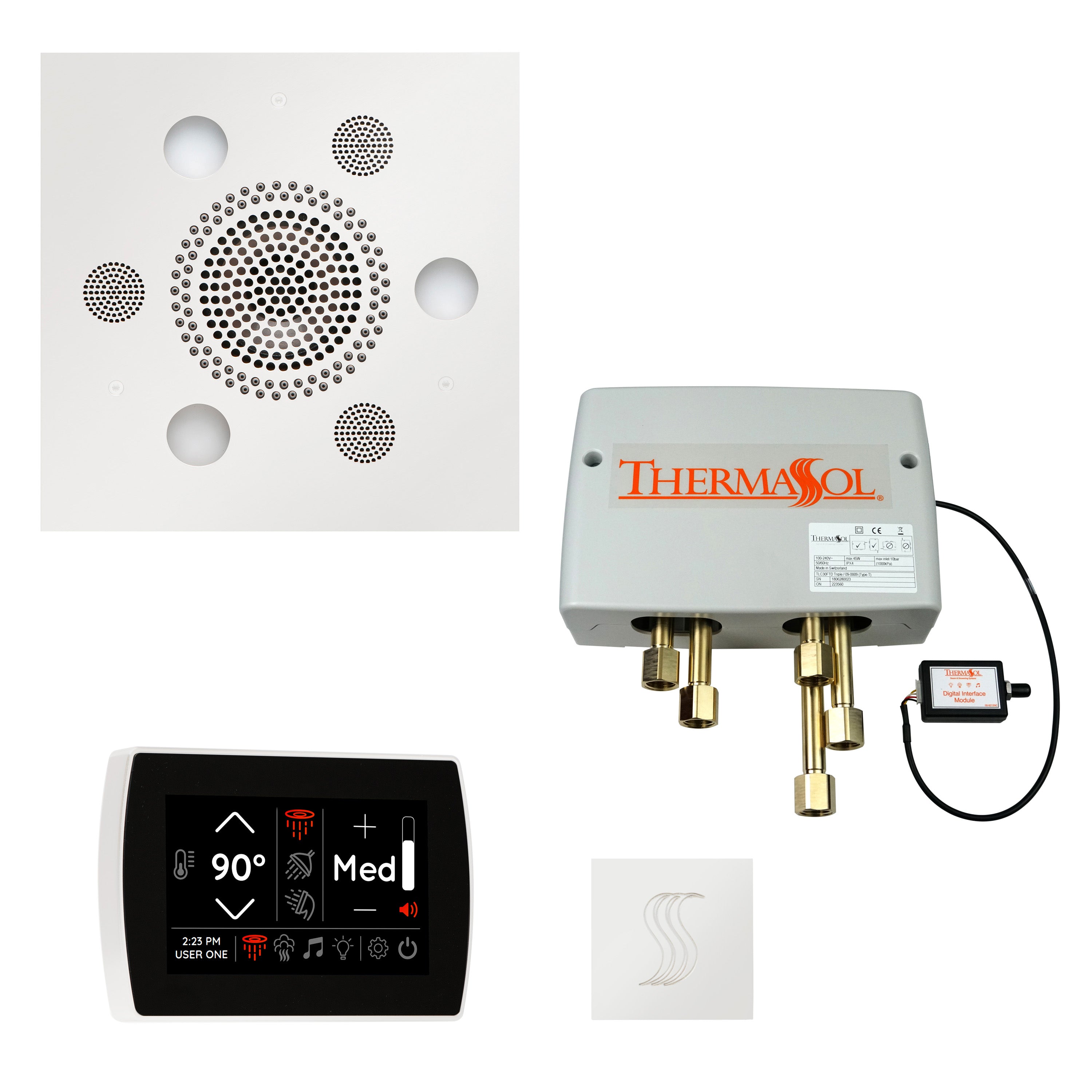 Total Wellness Package - Serenity Advanced (Square) + SignaTouch Control (Recessed, Black Trim) + Digital Shower Valve + Steam Head (Square) - Maison&Co.