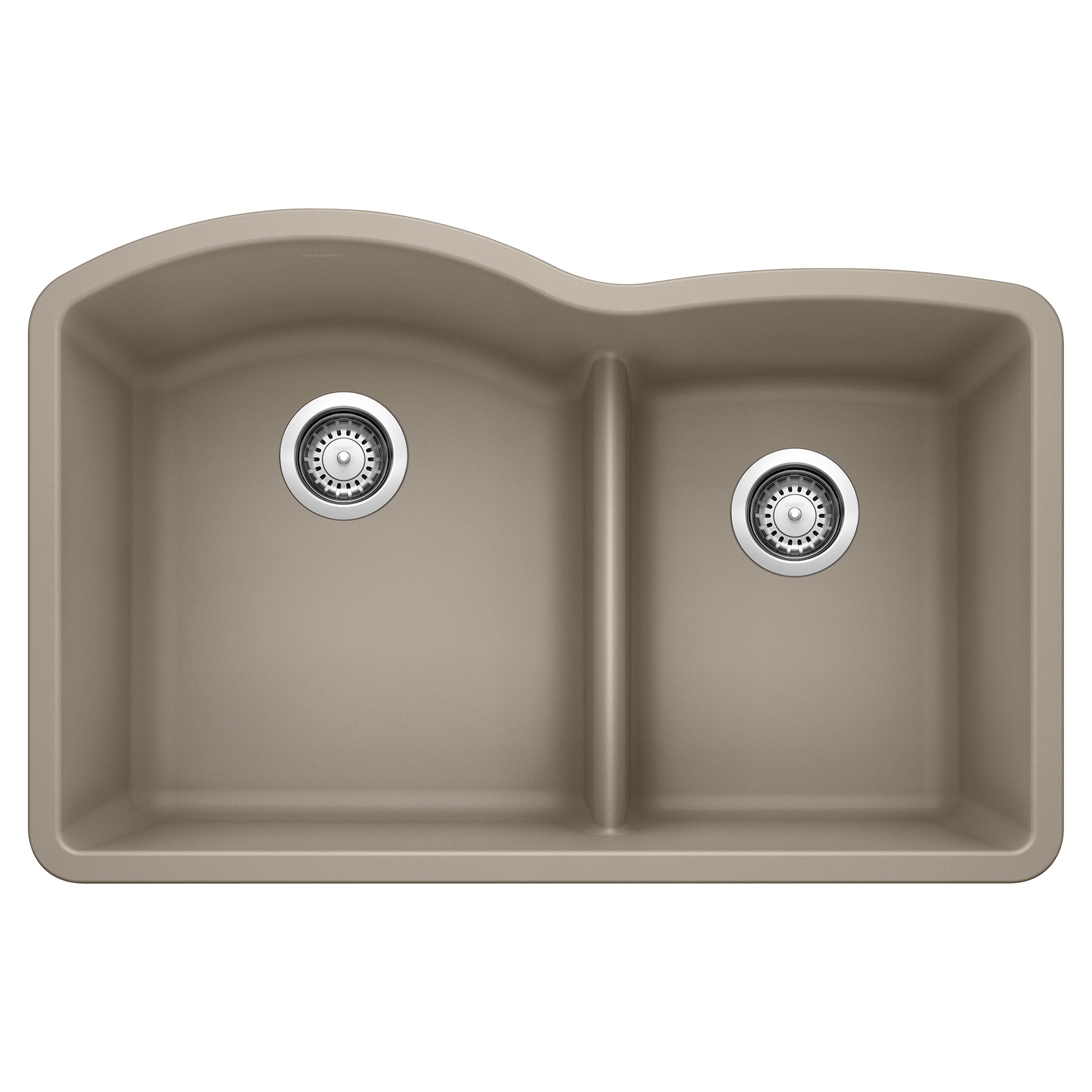 Blanco - 441596 - Diamond SILGRANIT 32" 60/40 Double Bowl Undermount Kitchen Sink with Low Divide - Truffle
