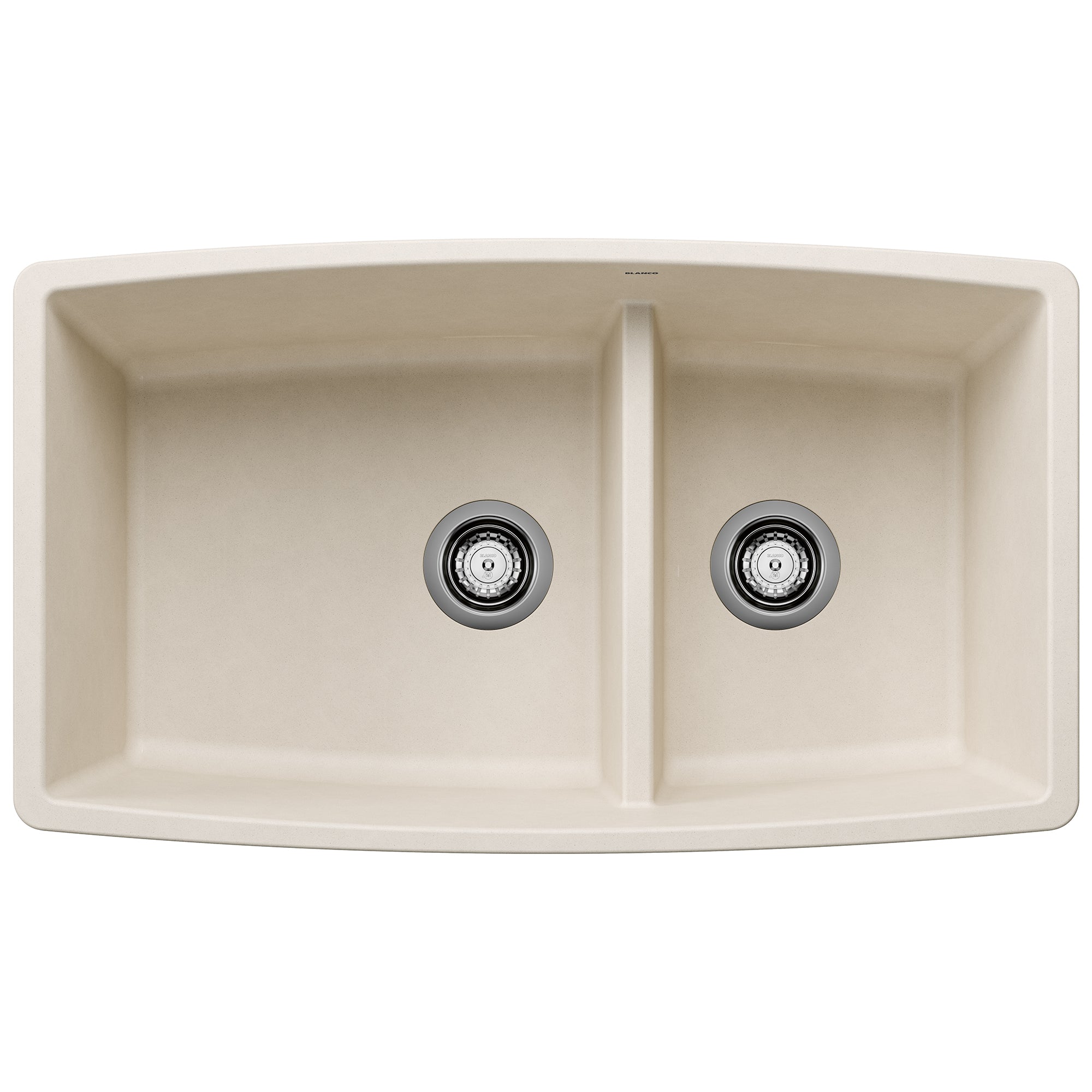 Blanco - 443088 - Performa SILGRANIT 33" 60/40 Double Bowl Undermount Kitchen Sink with Low Divide - Soft White