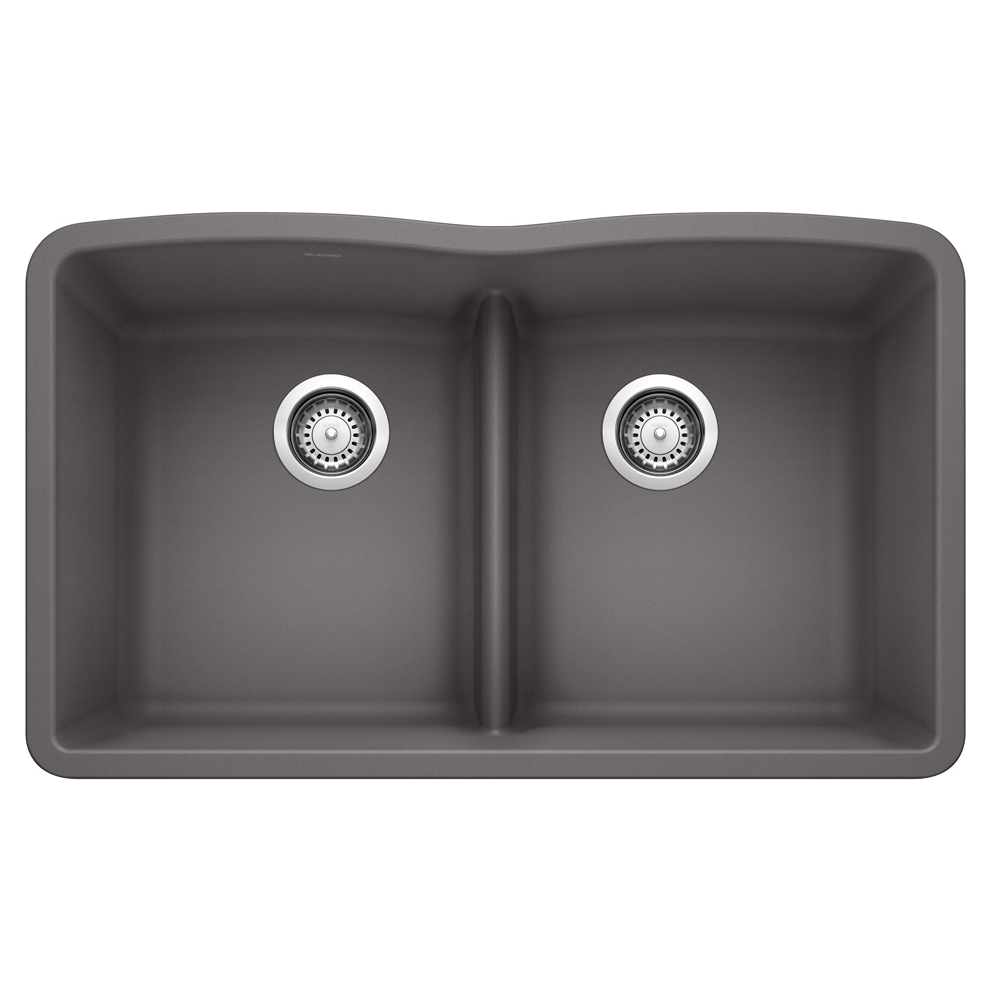 Blanco - 442071 - Diamond SILGRANIT 32" 50/50 Double Bowl Undermount Kitchen Sink with Low Divide - Cinder
