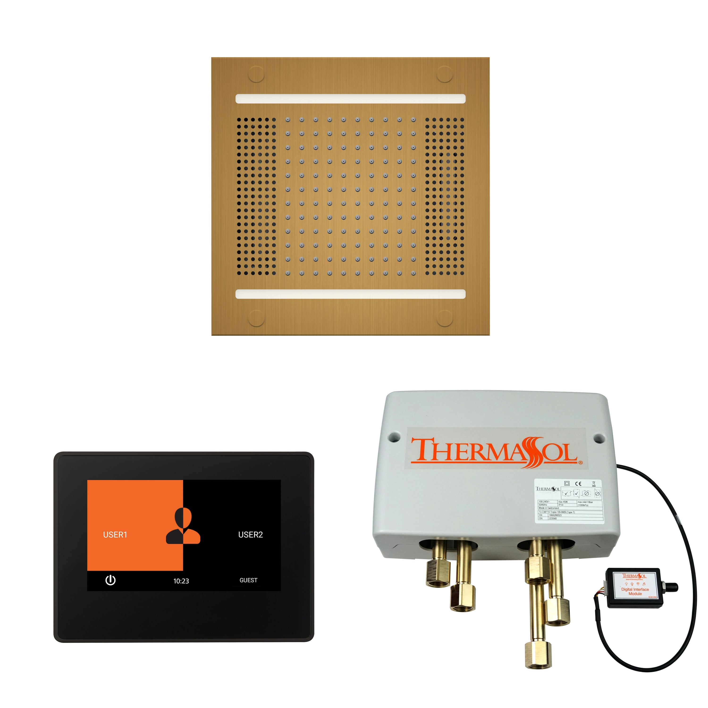 Wellness Shower Package - HydroVive 14 + ThermaTouch 7 Control (Black Trim) + Digital Shower Valve - Maison&Co.