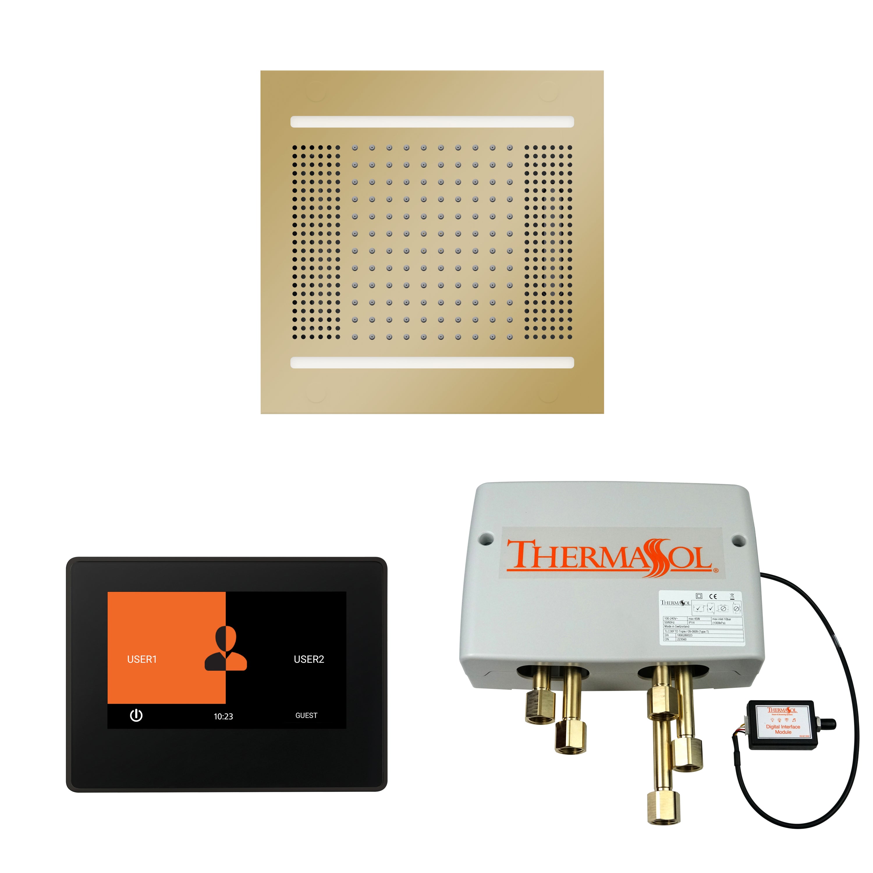 Wellness Shower Package - HydroVive 14 + ThermaTouch 7 Control (Black Trim) + Digital Shower Valve - Maison&Co.