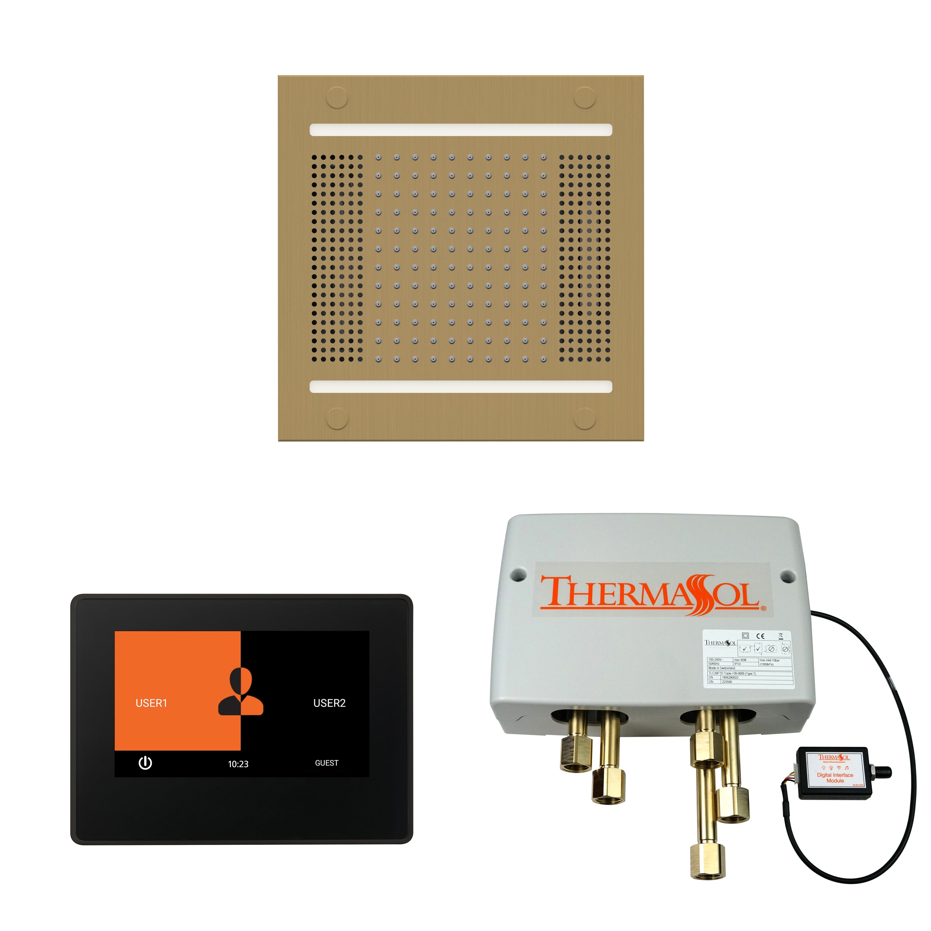 Wellness Shower Package - HydroVive 14 + ThermaTouch 7 Control (Black Trim) + Digital Shower Valve - Maison&Co.