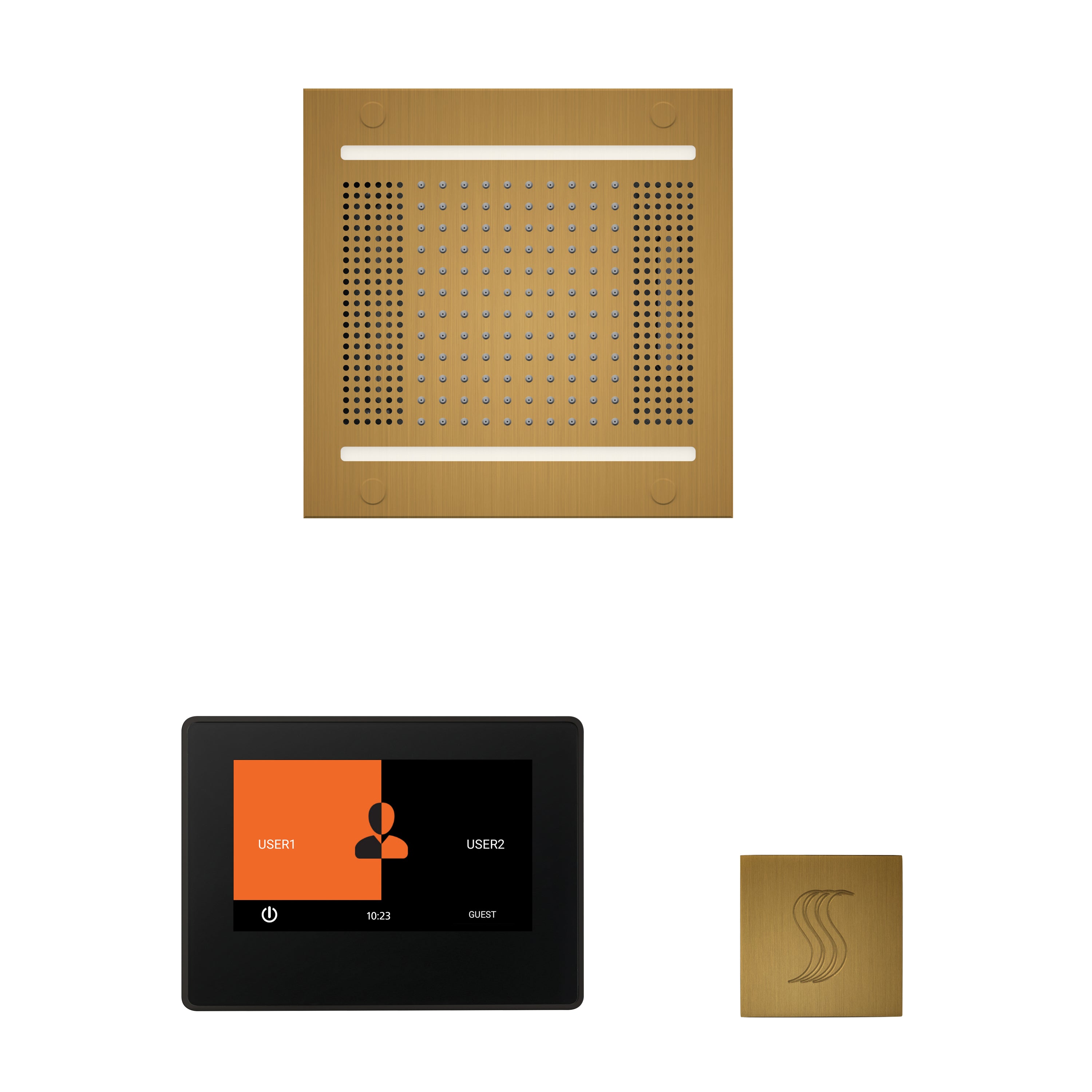 Wellness Steam Package - HydroVive 14 + ThermaTouch 7 Control (Black Trim) + Steam Head (Square) - Maison&Co.
