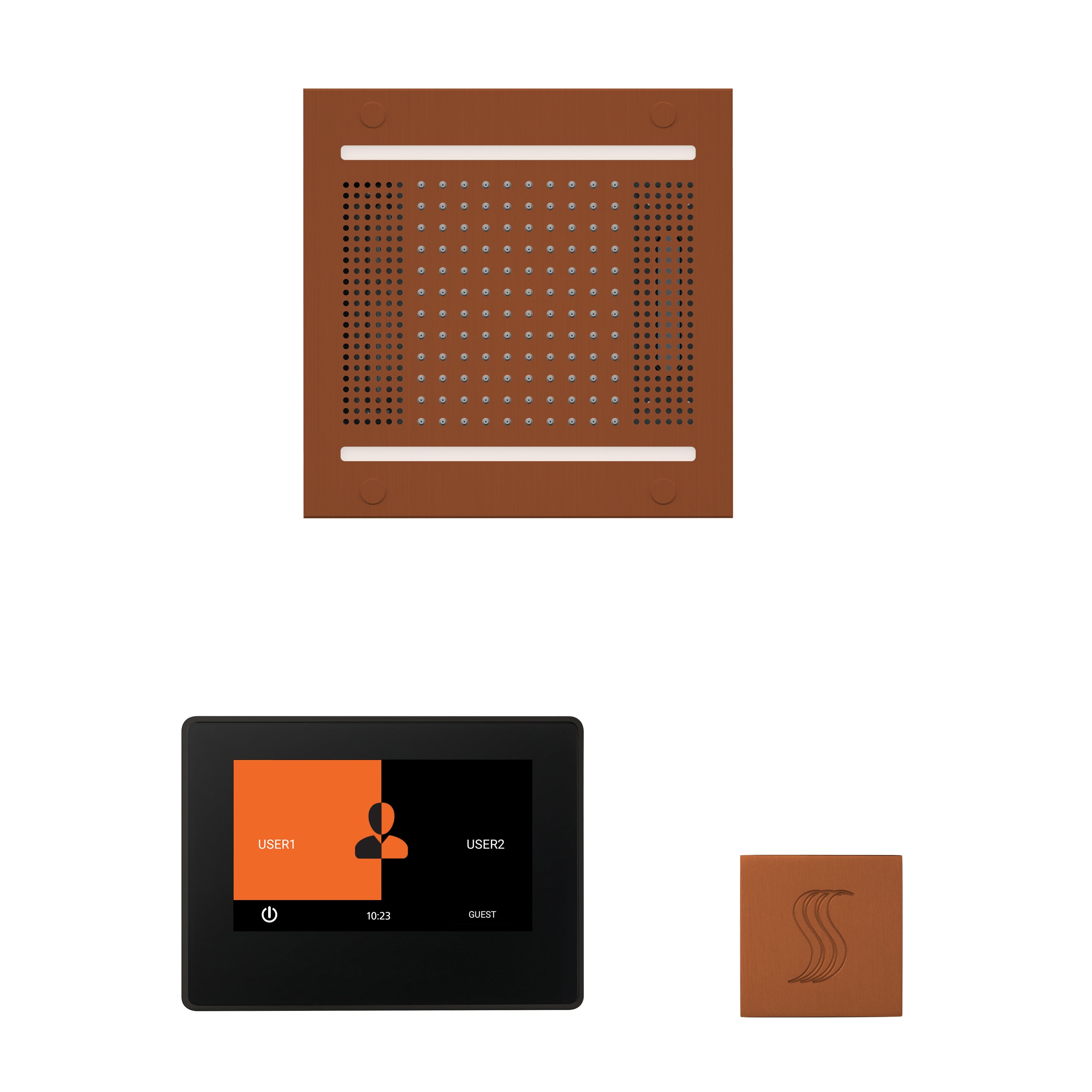 Wellness Steam Package - HydroVive 14 + ThermaTouch 7 Control (Black Trim) + Steam Head (Square) - Maison&Co.