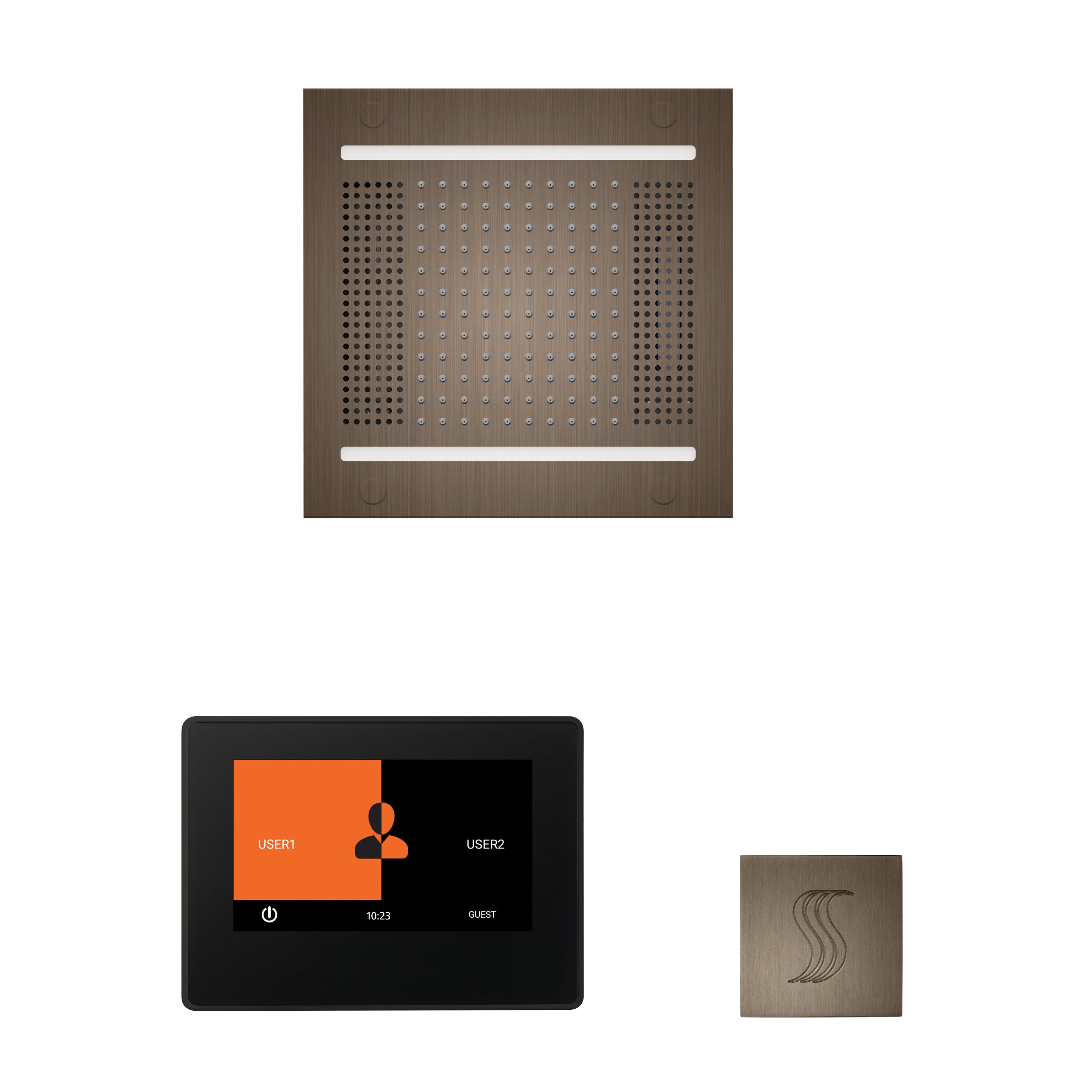 Wellness Steam Package - HydroVive 14 + ThermaTouch 7 Control (Black Trim) + Steam Head (Square) - Maison&Co.