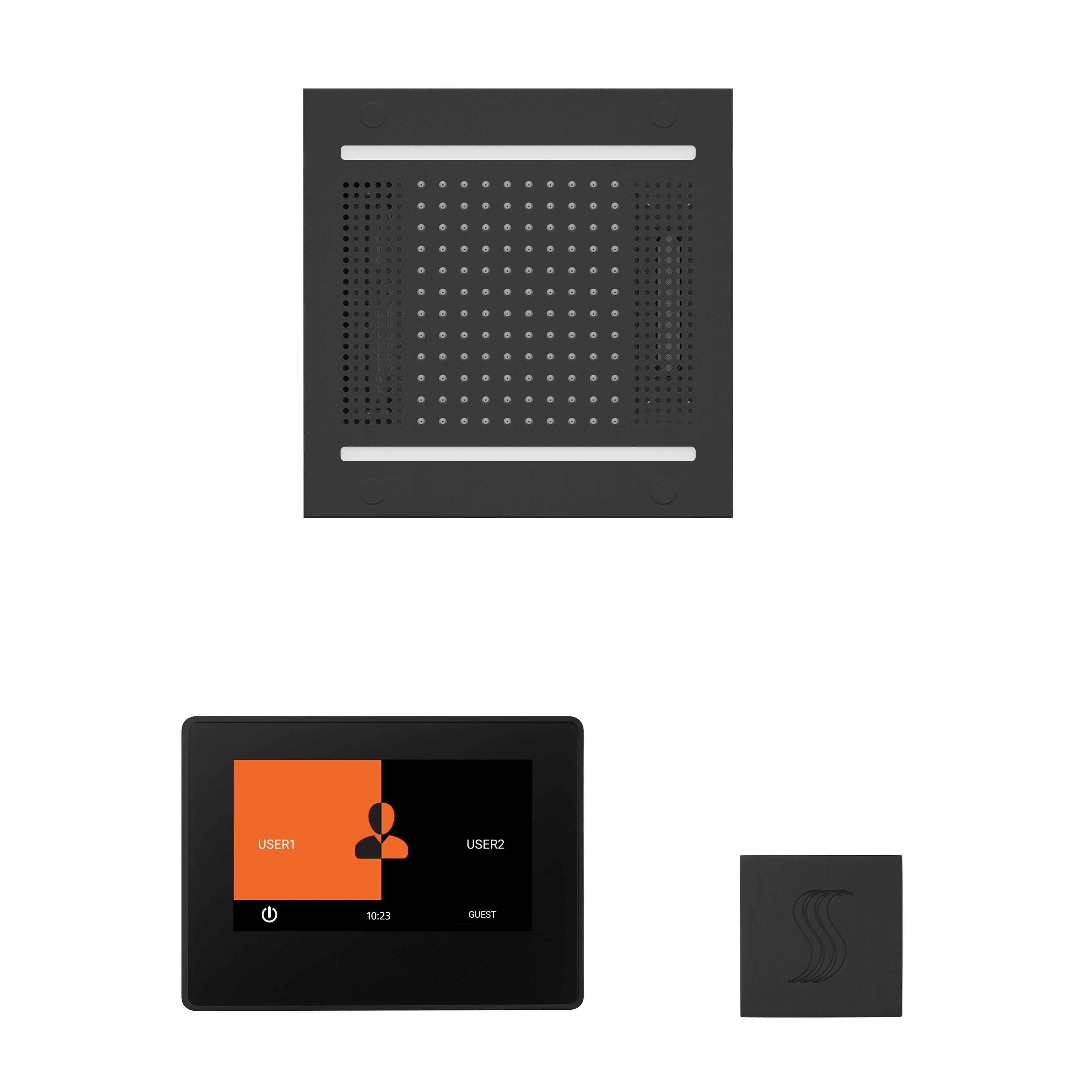 Wellness Steam Package - HydroVive 14 + ThermaTouch 7 Control (Black Trim) + Steam Head (Square) - Maison&Co.