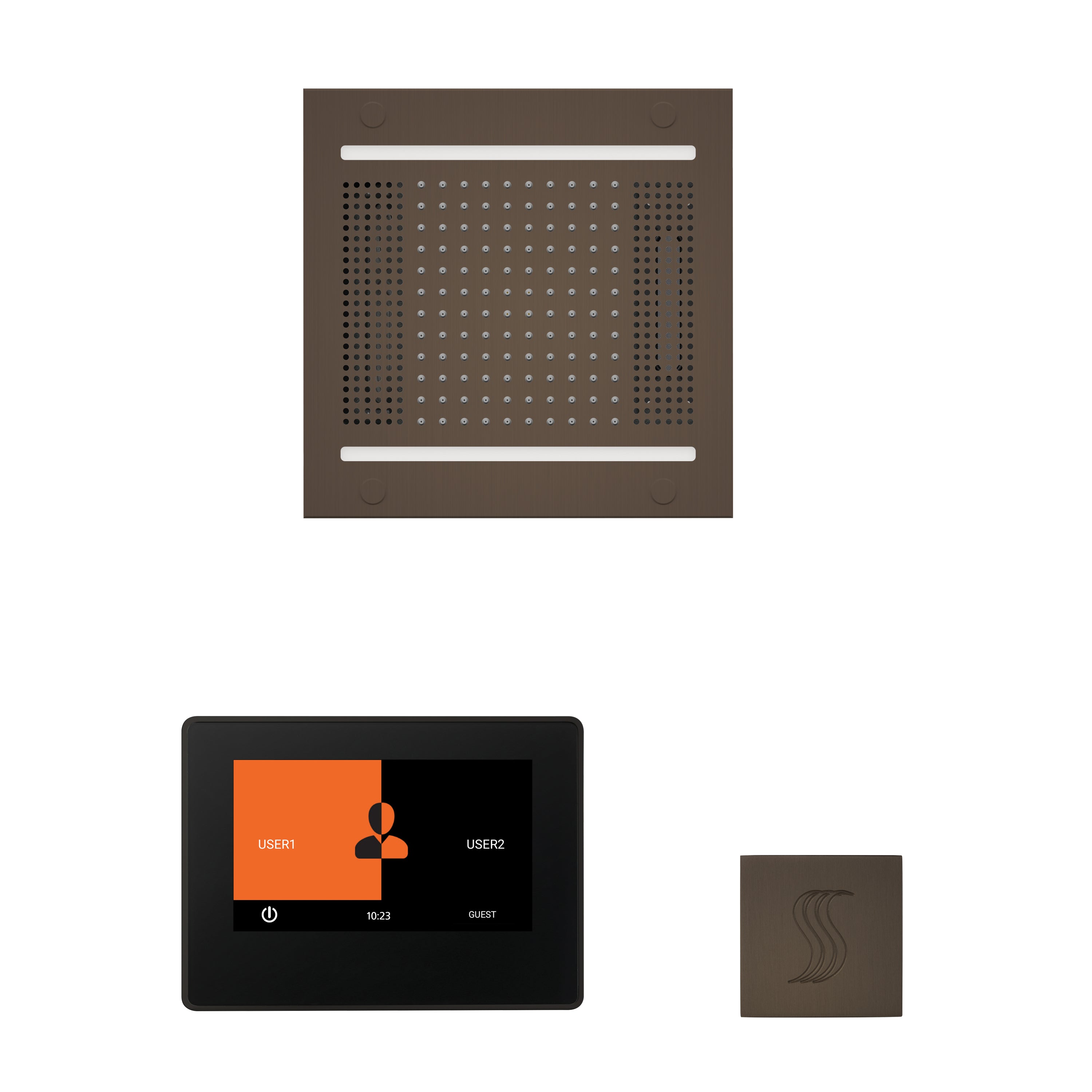 Wellness Steam Package - HydroVive 14 + ThermaTouch 7 Control (Black Trim) + Steam Head (Square) - Maison&Co.