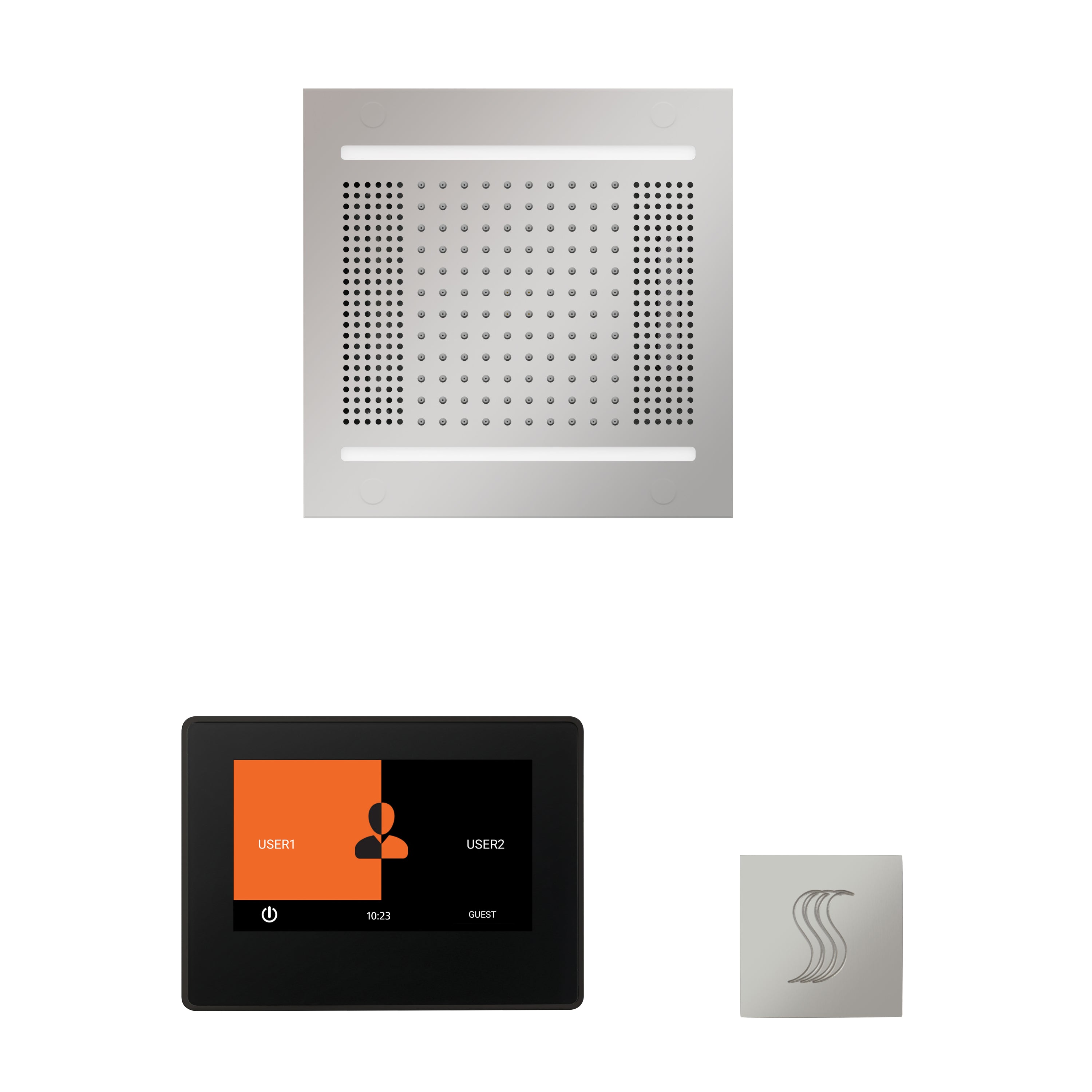 Wellness Steam Package - HydroVive 14 + ThermaTouch 7 Control (Black Trim) + Steam Head (Square) - Maison&Co.