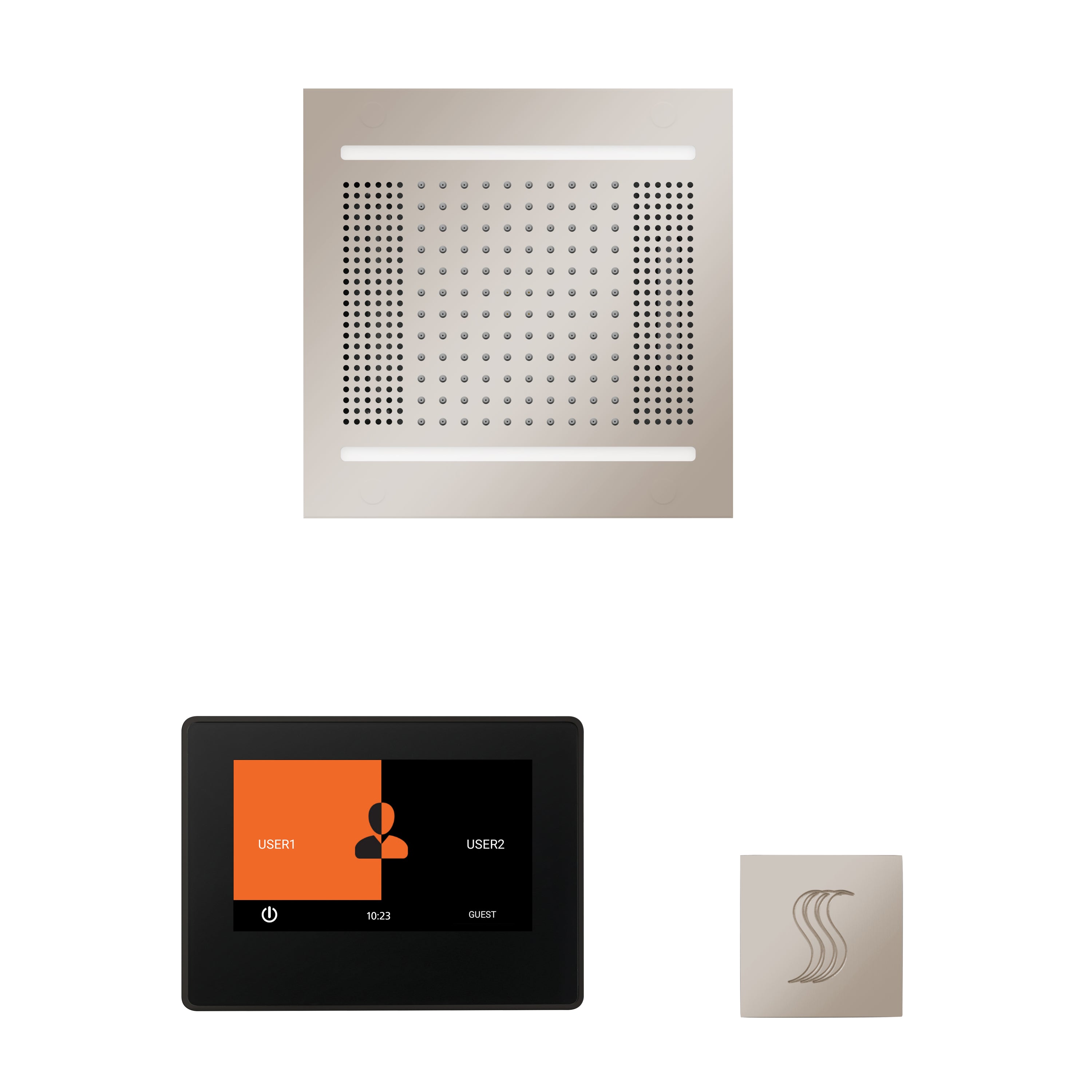 Wellness Steam Package - HydroVive 14 + ThermaTouch 7 Control (Black Trim) + Steam Head (Square) - Maison&Co.