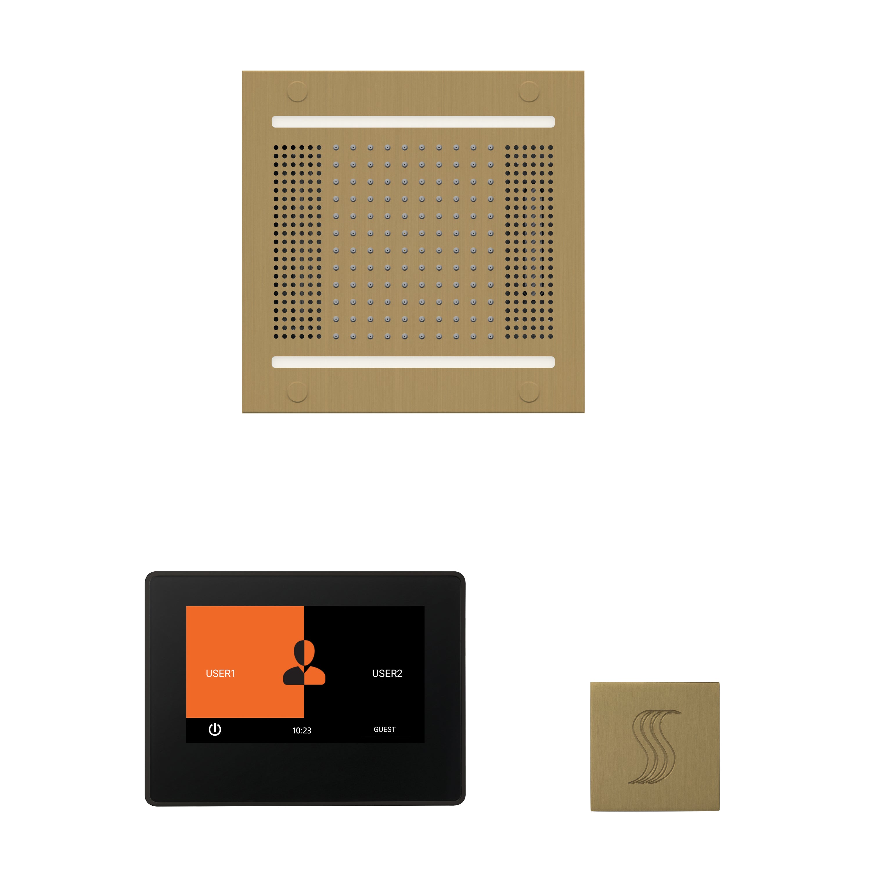 Wellness Steam Package - HydroVive 14 + ThermaTouch 7 Control (Black Trim) + Steam Head (Square) - Maison&Co.