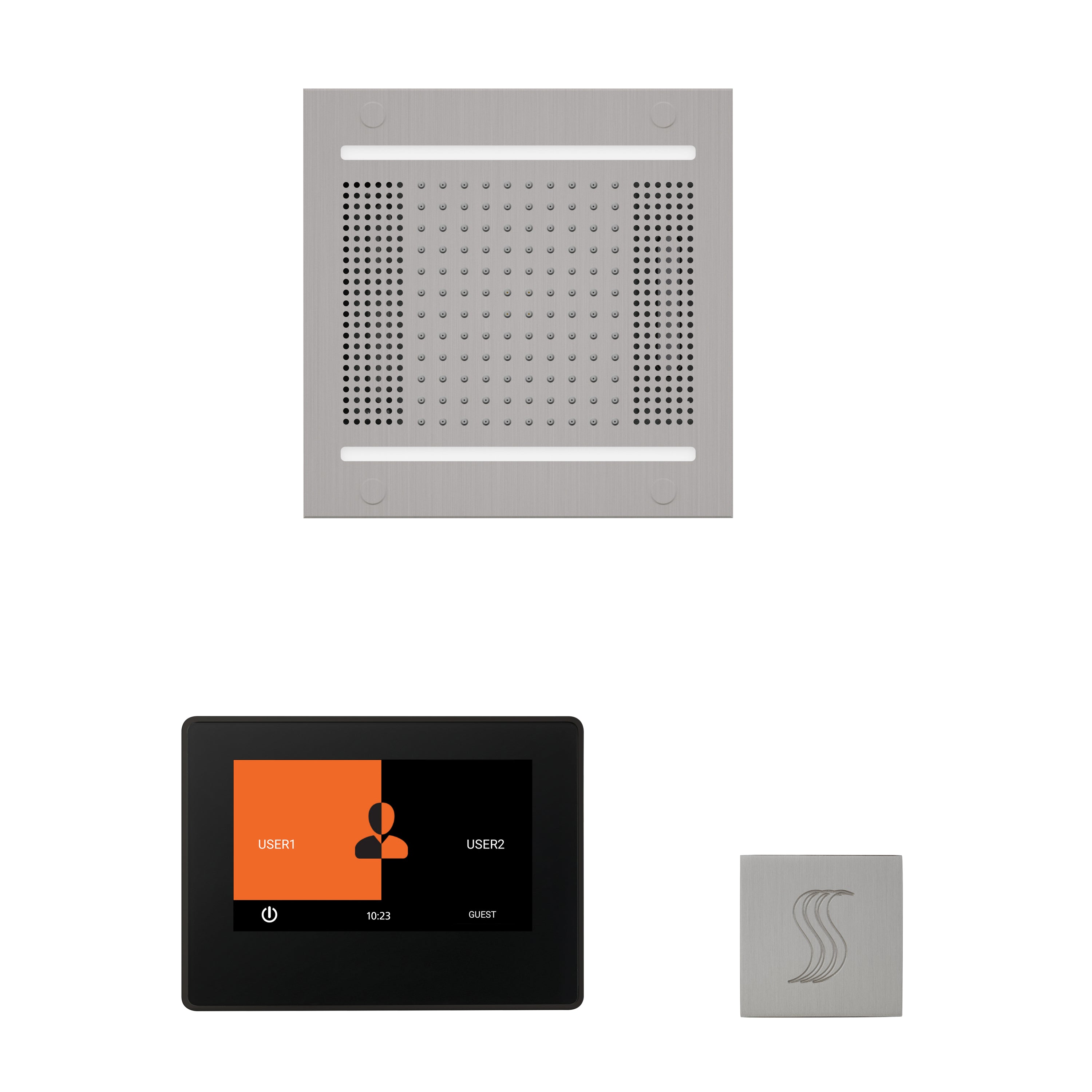Wellness Steam Package - HydroVive 14 + ThermaTouch 7 Control (Black Trim) + Steam Head (Square) - Maison&Co.