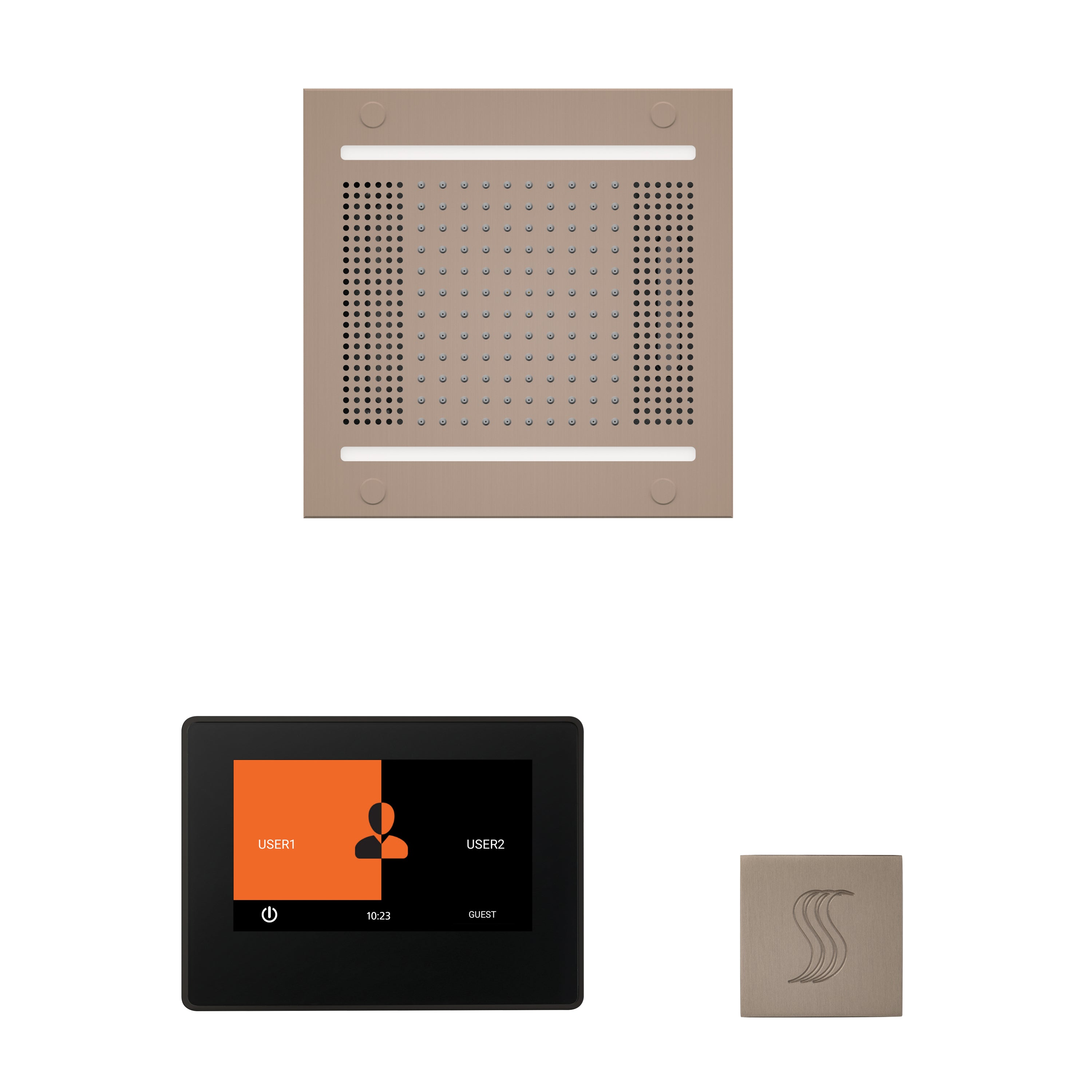 Wellness Steam Package - HydroVive 14 + ThermaTouch 7 Control (Black Trim) + Steam Head (Square) - Maison&Co.