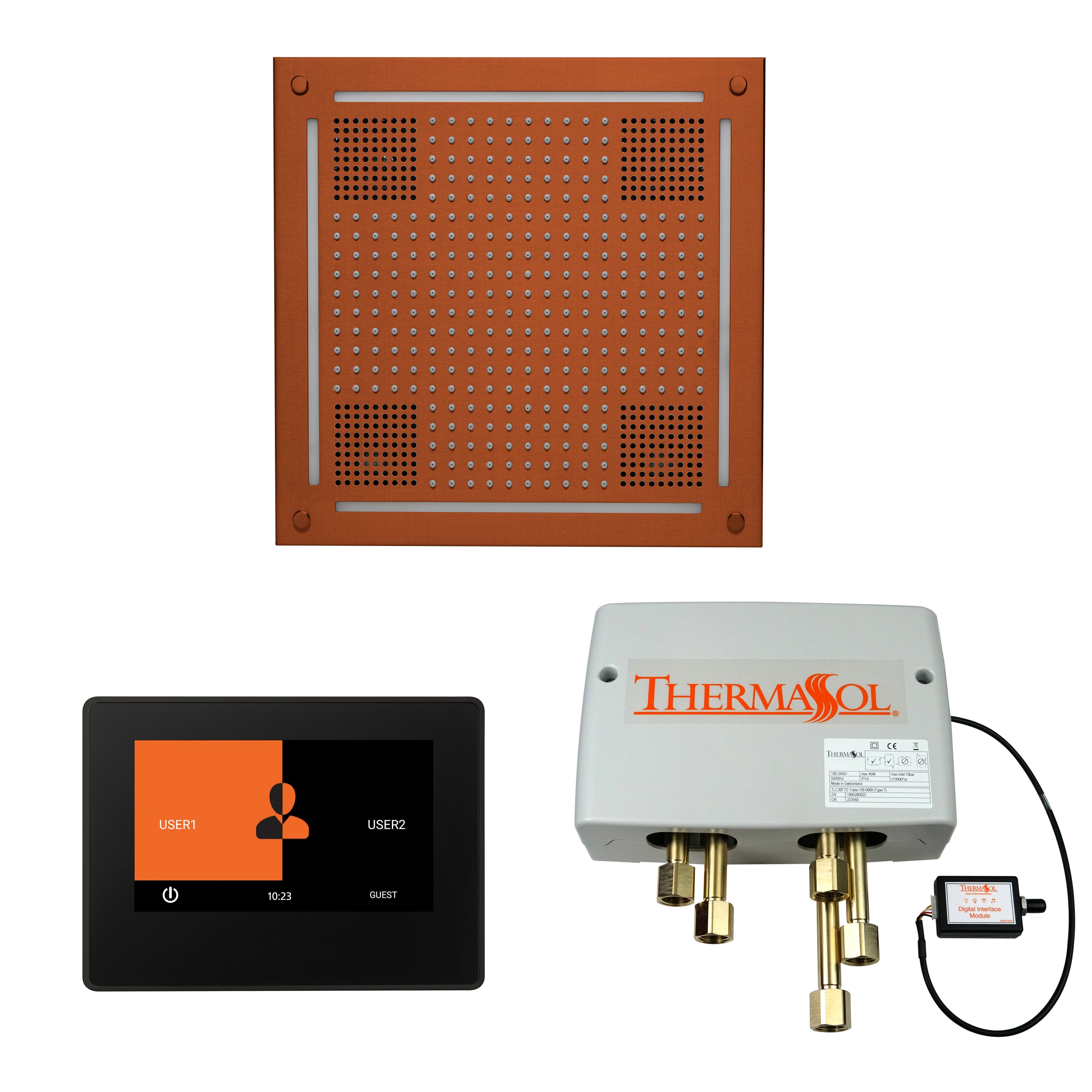 Wellness Shower Package - HydroVive 18 + ThermaTouch 7 Control (Black Trim) + Digital Shower Valve - Maison&Co.