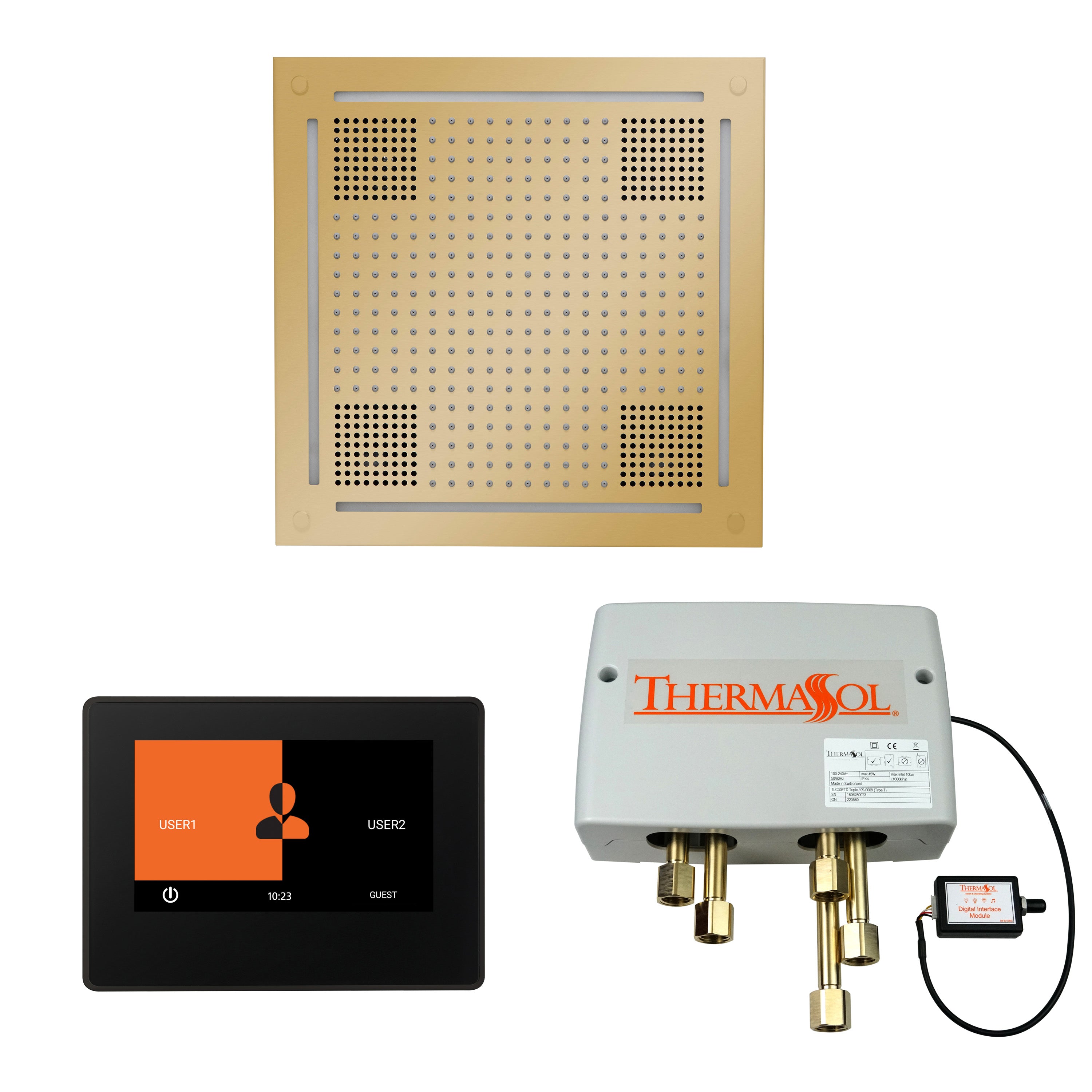 Wellness Shower Package - HydroVive 18 + ThermaTouch 7 Control (Black Trim) + Digital Shower Valve - Maison&Co.