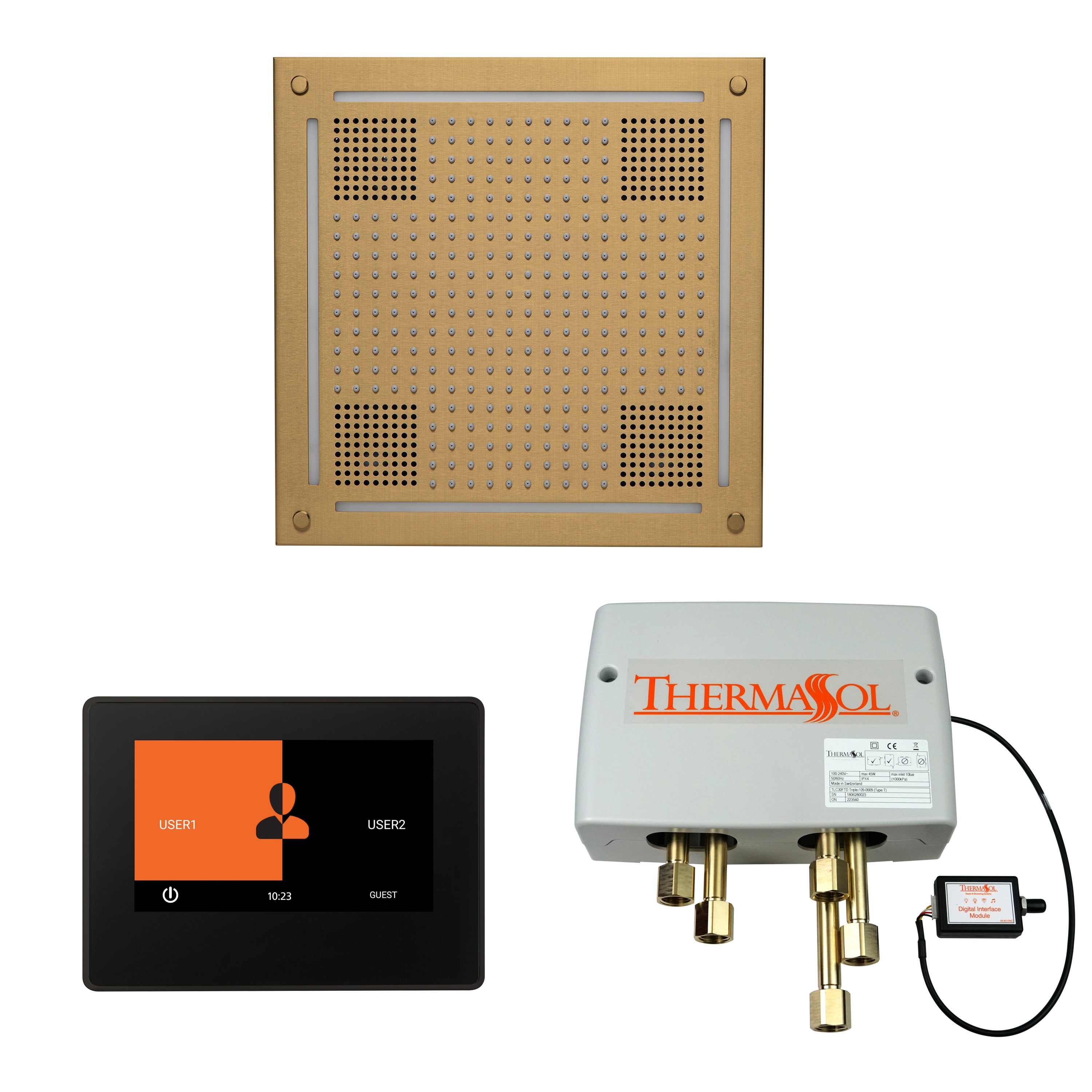 Wellness Shower Package - HydroVive 18 + ThermaTouch 7 Control (Black Trim) + Digital Shower Valve - Maison&Co.