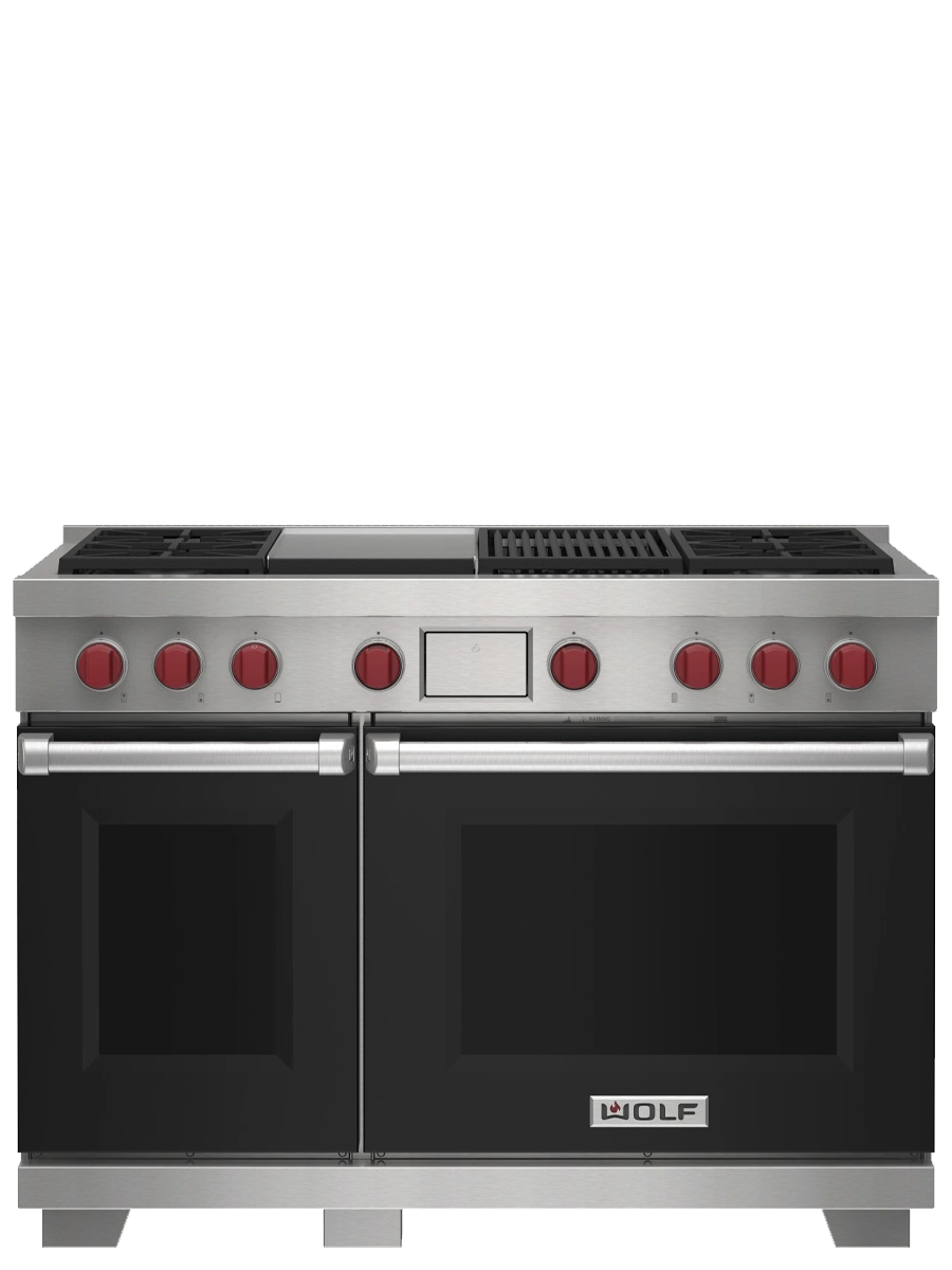48" Dual Fuel Range - 4 Burners, Infrared Charbroiler and Infrared Griddle