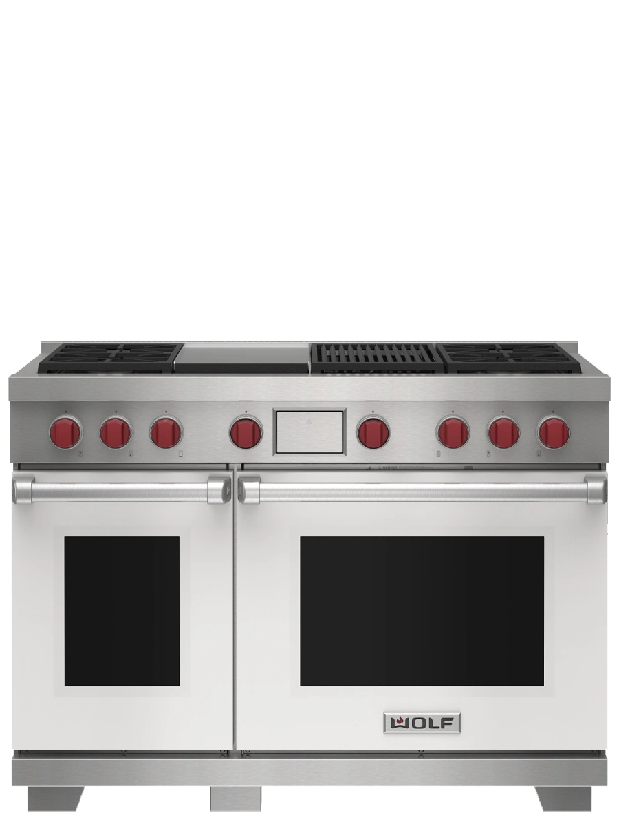 48" Dual Fuel Range - 4 Burners, Infrared Charbroiler and Infrared Griddle