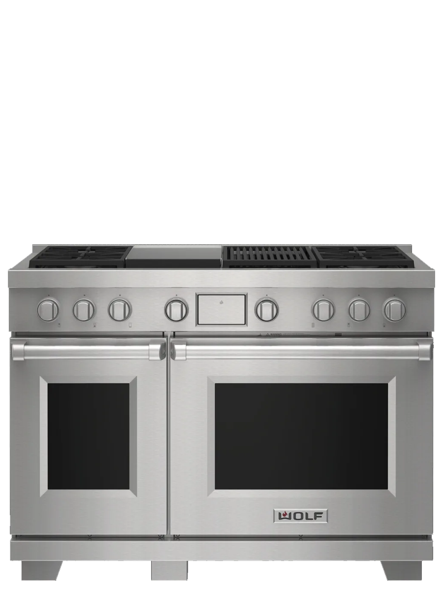48" Dual Fuel Range - 4 Burners, Infrared Charbroiler and Infrared Griddle