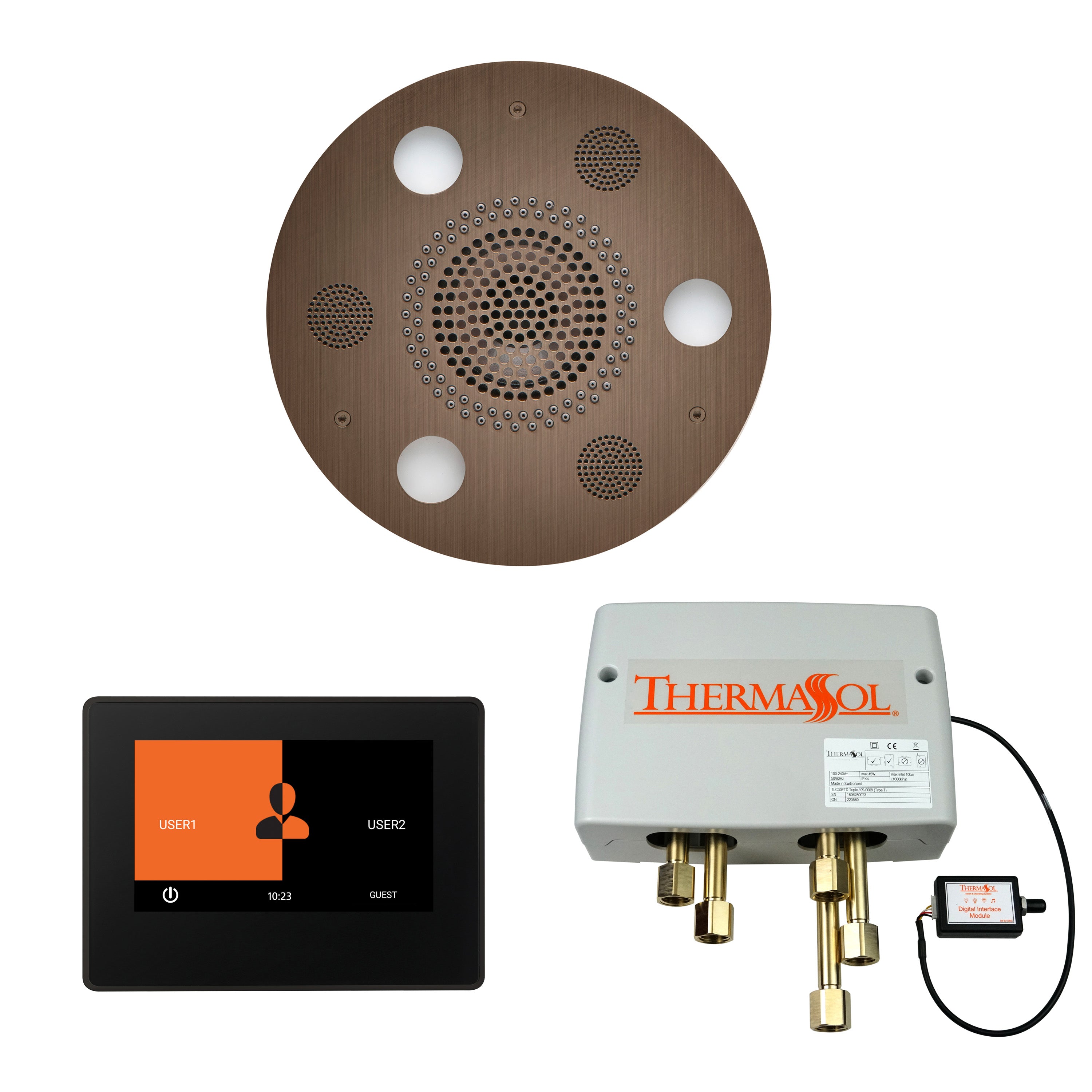 Wellness Shower Package - Serenity Advanced (Round) + ThermaTouch 7 Control (Black Trim) + Digital Shower Valve - Maison&Co.