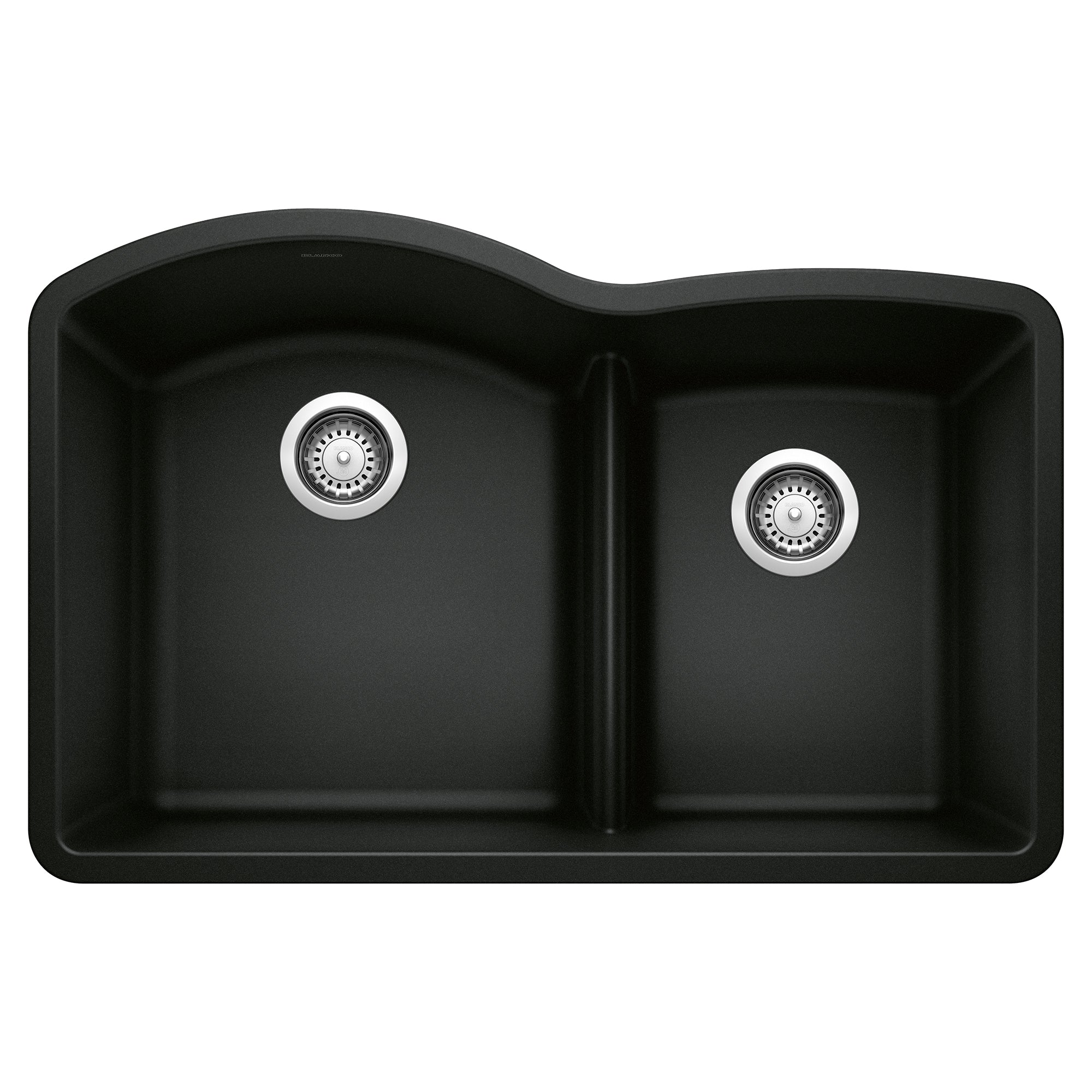 Blanco - 442910 - Diamond SILGRANIT 32" 60/40 Double Bowl Undermount Kitchen Sink with Low Divide - Coal Black