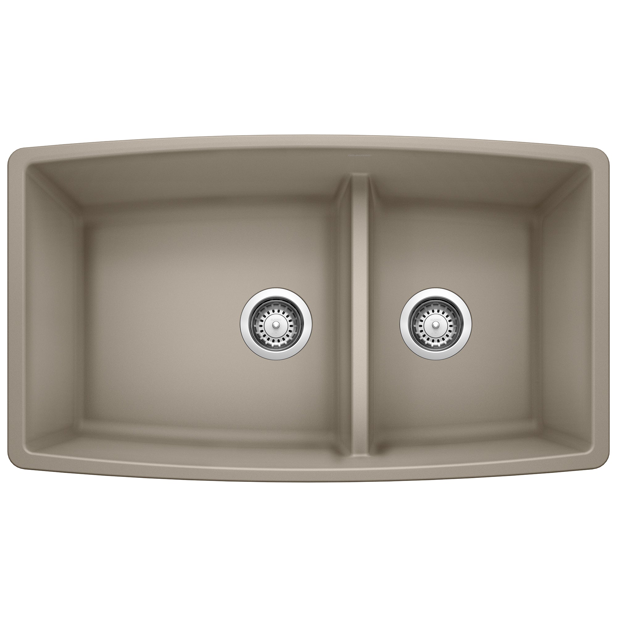 Blanco - 441315 - Performa SILGRANIT 33" 60/40 Double Bowl Undermount Kitchen Sink with Low Divide - Truffle