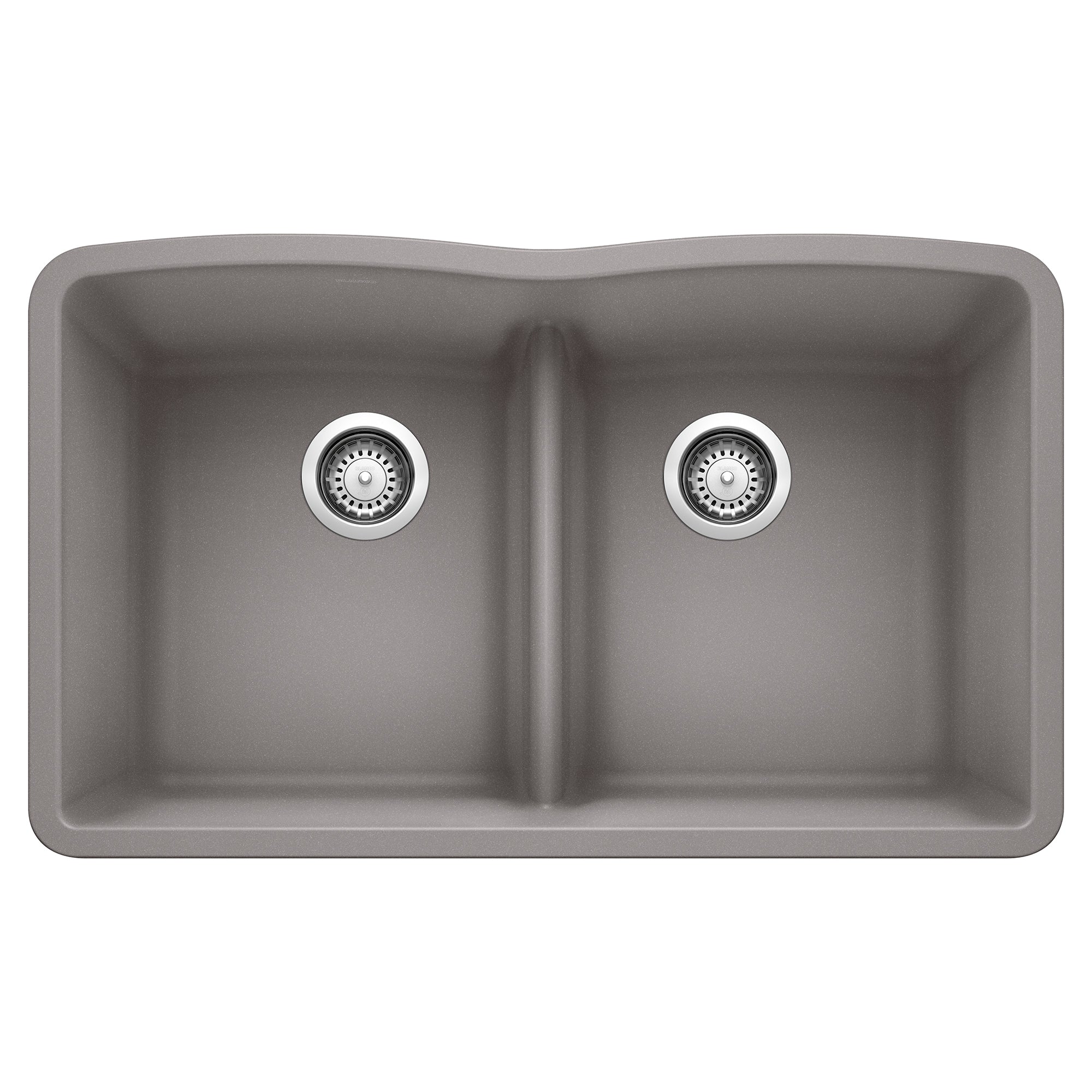 Blanco - 442077 - Diamond SILGRANIT 32" 50/50 Double Bowl Undermount Kitchen Sink with Low Divide - Metallic Gray
