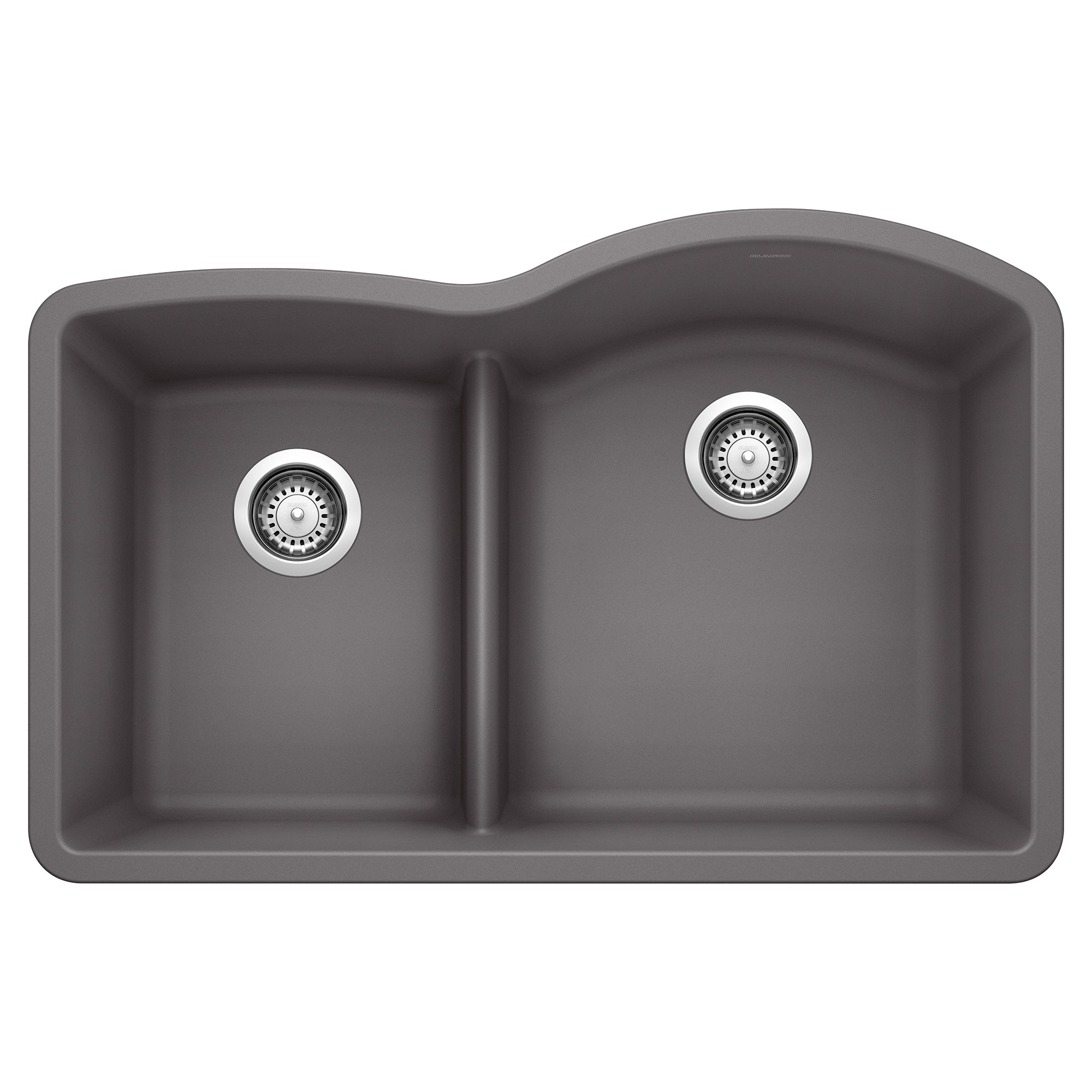 Blanco - 441600 - Diamond SILGRANIT 32" 40/60 Reverse Double Bowl Undermount Kitchen Sink with Low Divide - Cinder