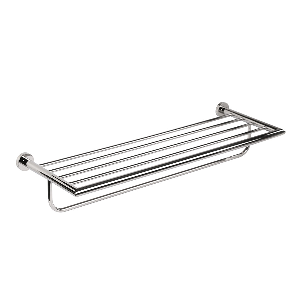 Wall-mount towel shelf with a towel bar made of chrome plated brass. W: 24 1/2”, D: 8 5/8” - Maison&Co.