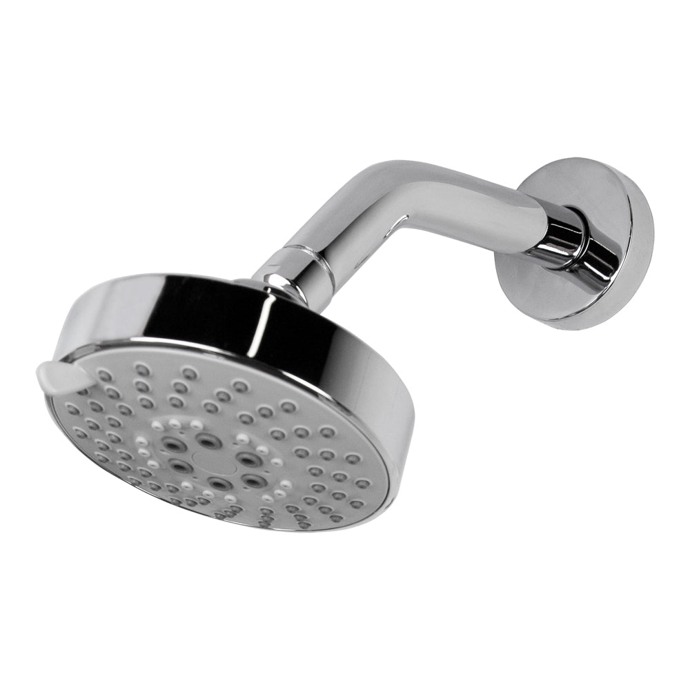 Wall-mount tilting round shower head, five jets. Arm and flange sold separately
