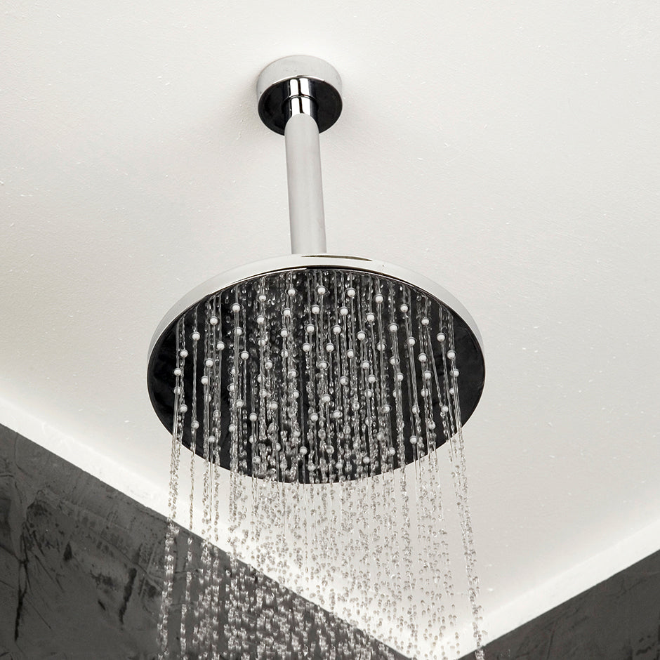 Wall-mount or ceiling-mount tilting round rain shower head, 95 rubber nozzles. Arm and flange sold separately - Maison&Co.