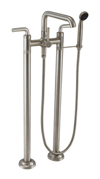 California Faucets - 0903-30.20-SN - Industrial Floor Mount Tub Filler - Low Quad Spout - Satin Nickel  - Descanso