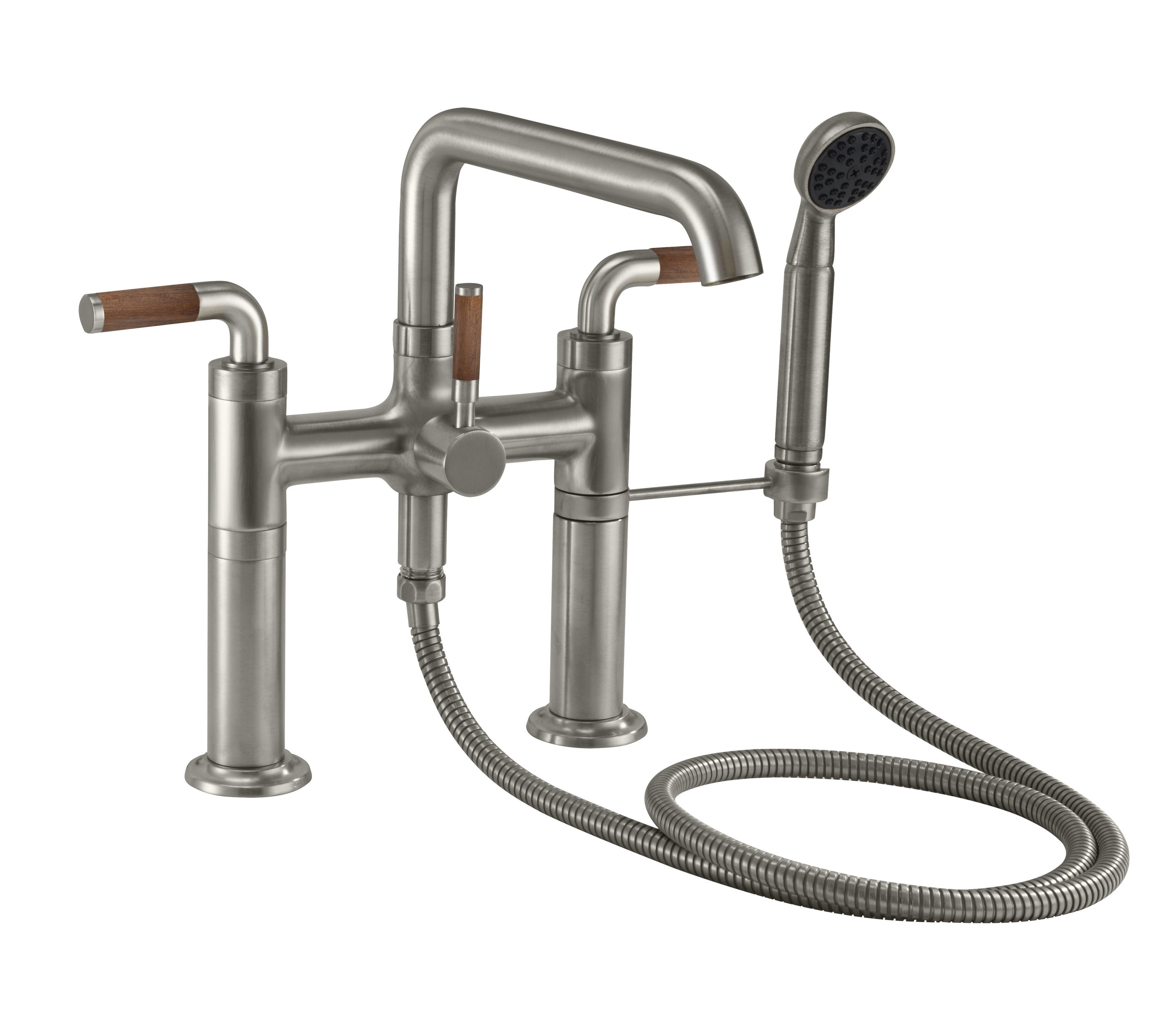 California Faucets - 0908-30T.20-SN - Industrial Deck Mount Tub Filler - Satin Nickel  - Descanso