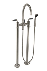 California Faucets - 1003-30F.18-SN - Industrial Floor Mount Tub Filler - Arc Spout - Satin Nickel  - Descanso