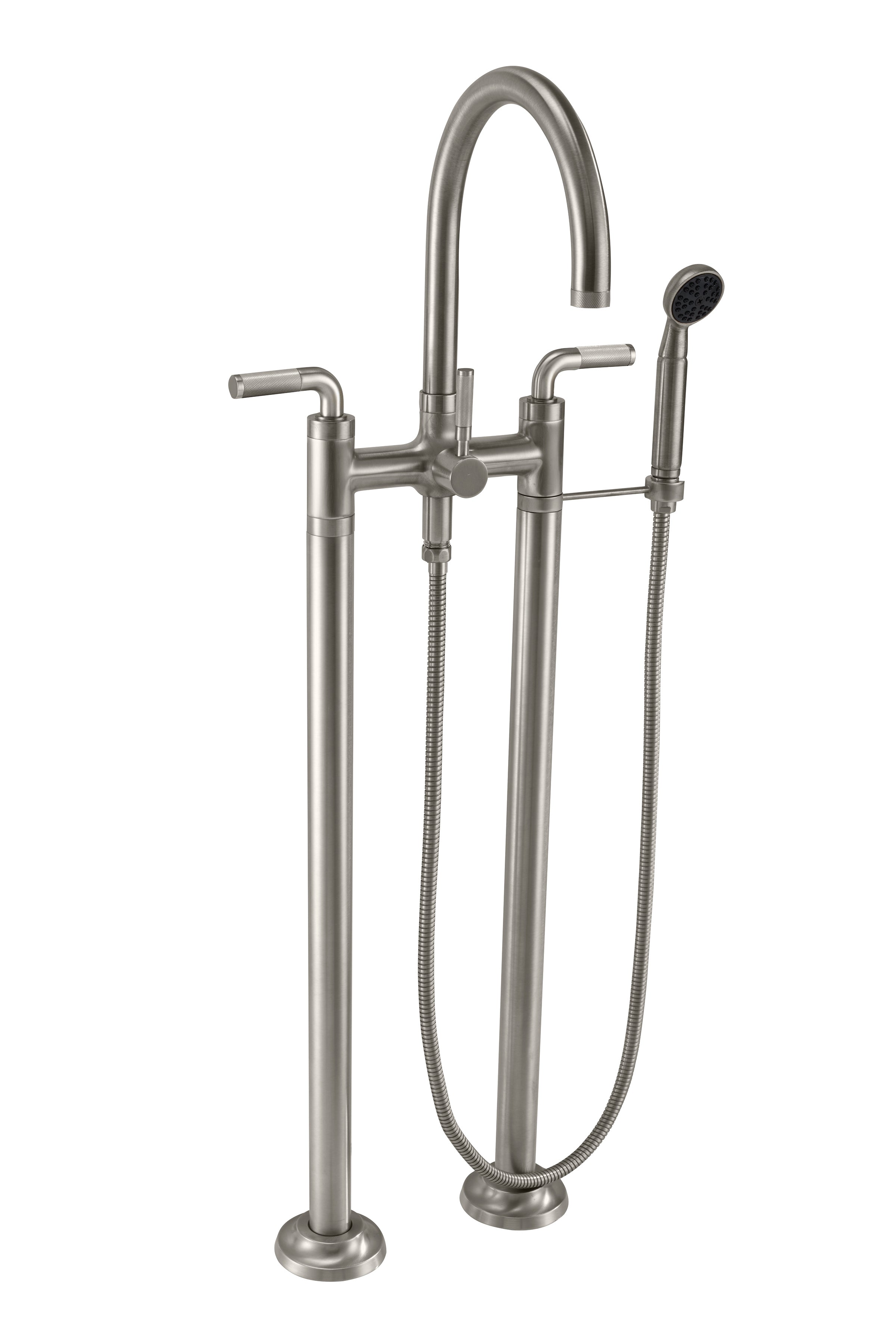 California Faucets - 1003-30K.18-SN - Industrial Floor Mount Tub Filler - Arc Spout - Satin Nickel  - Descanso