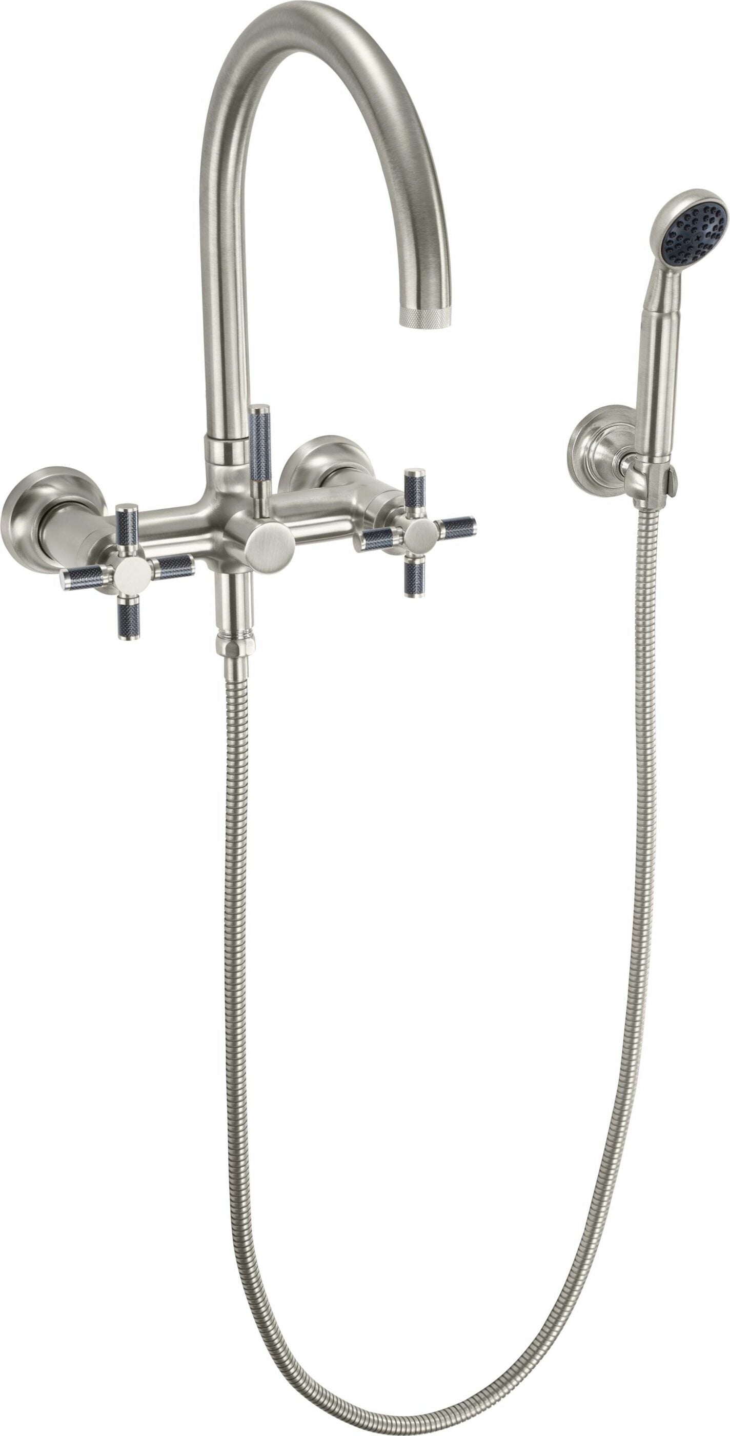 California Faucets - 1006-30XF.20-SN - Industrial Wall Mount Tub Filler - Arc Spout - Satin Nickel  - Descanso