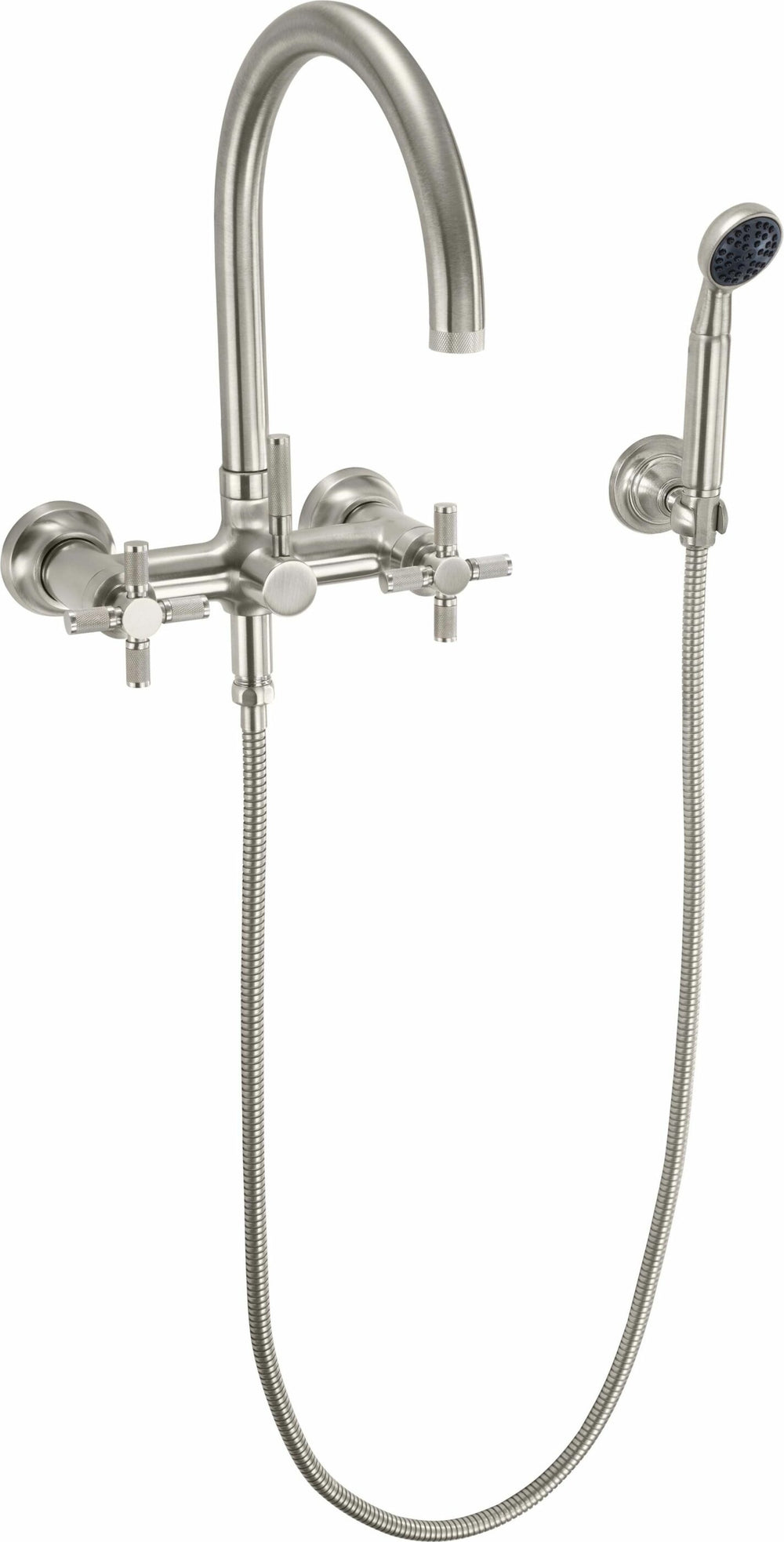 California Faucets - 1006-30XK.18-SN - Industrial Wall Mount Tub Filler - Arc Spout - Satin Nickel  - Descanso