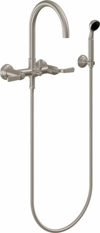 California Faucets - 1006-80.20-SN - Industrial Wall Mount Tub Filler - Arc Spout - Satin Nickel  - Descanso