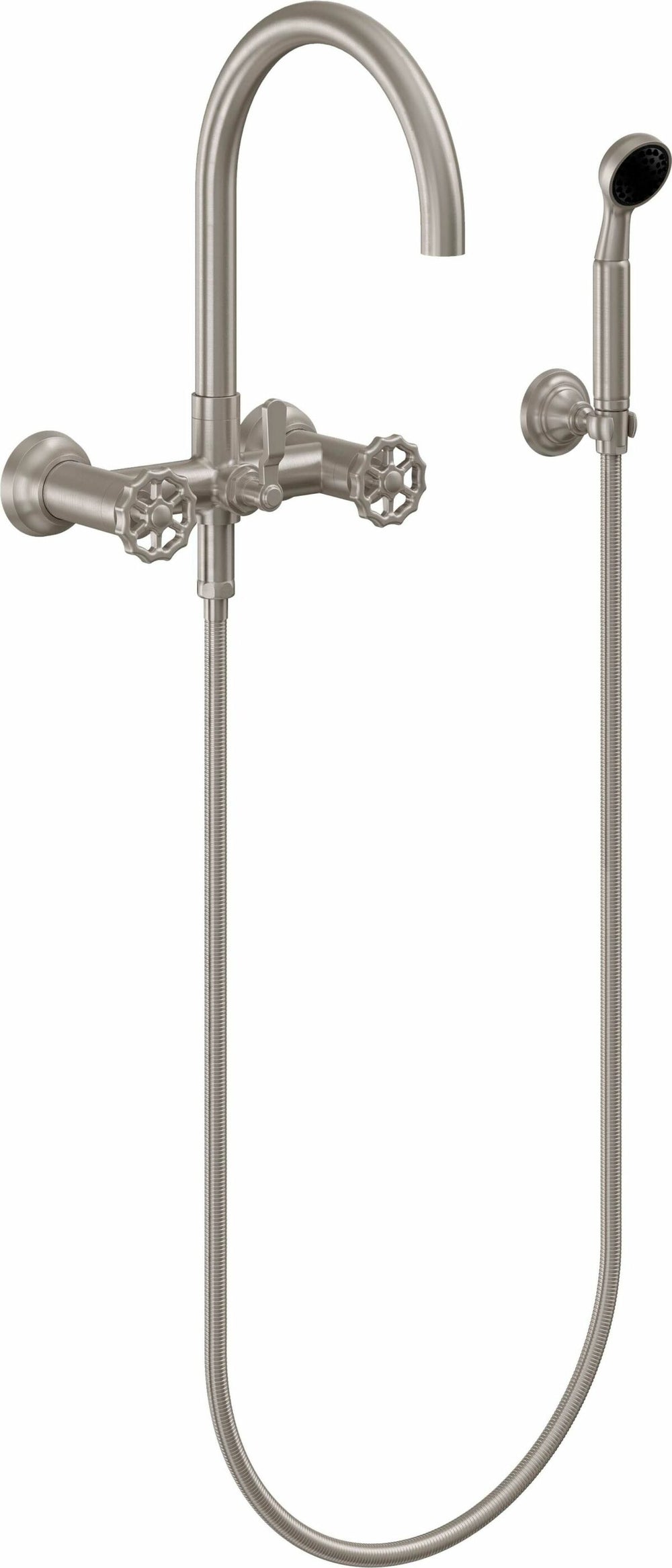 California Faucets - 1006-80W.18-SN - Industrial Wall Mount Tub Filler - Arc Spout - Satin Nickel  - Descanso